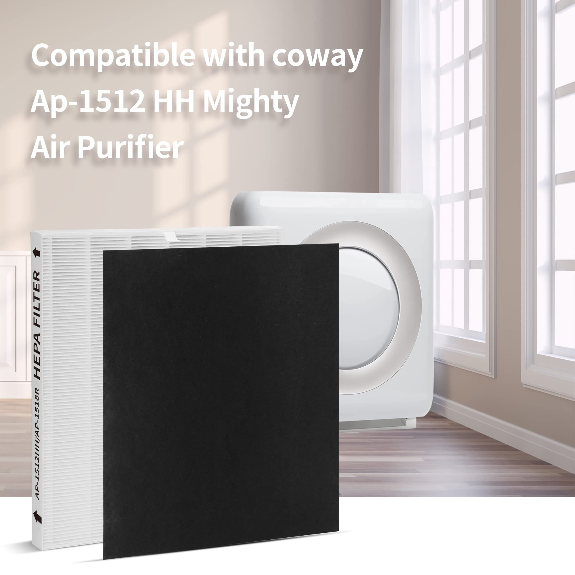 Gokbny 3 Pack Ap 1512Hh True Hepa Replacement Filter, Compatible With Coway Ap 1512Hh Mighty Purifier, Part# 3304899, With 9 Ext