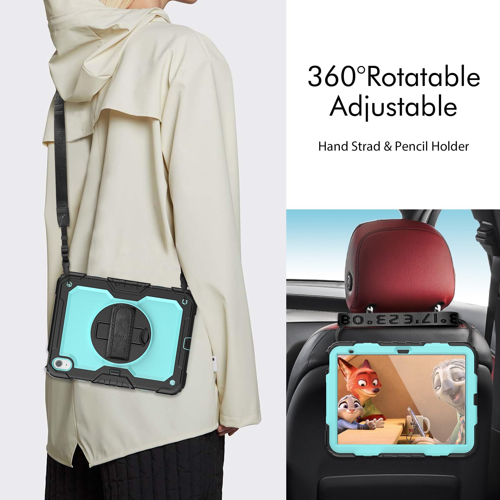 Sibeitu Case Compatible With Ipad 10Th Generation 10.9'', Ipad 10 Case With Screen Protector And Pencil Holder Full Body Drop Pr