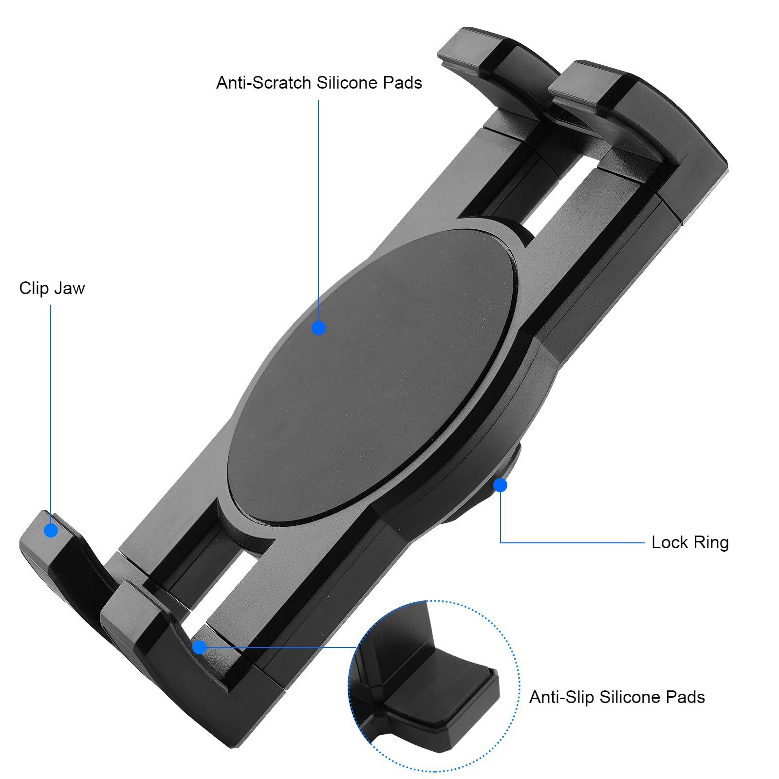 Mippko Universal Ipad And Phone Mount Adapter For Tablet/Ipad/Nexus/Lg G Pads/E Reader/Switch/Iphone,Ball Hole Compatible With Diameter Of 0.669 Inch /17Mm Ball Head,Multi Angle Adjustable,Black