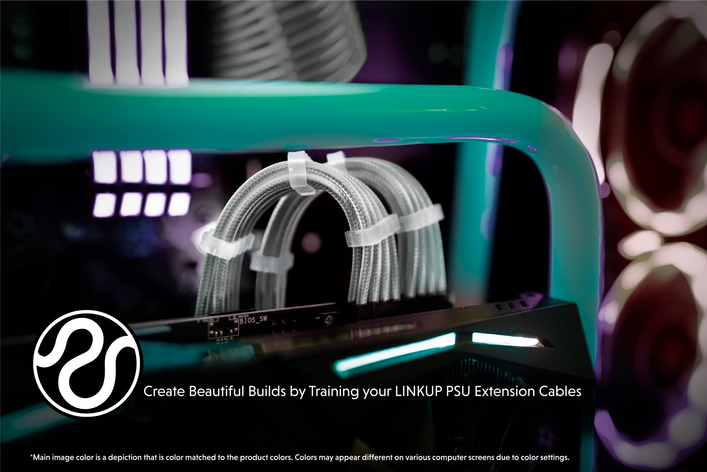 Linkup   Ava 30Cm Pci E 8P(6+2) Gpu Psu Power Supply Braided Sleeved Custom Mod Pc Extension Cable W/Combs?Strong & Stiff Design