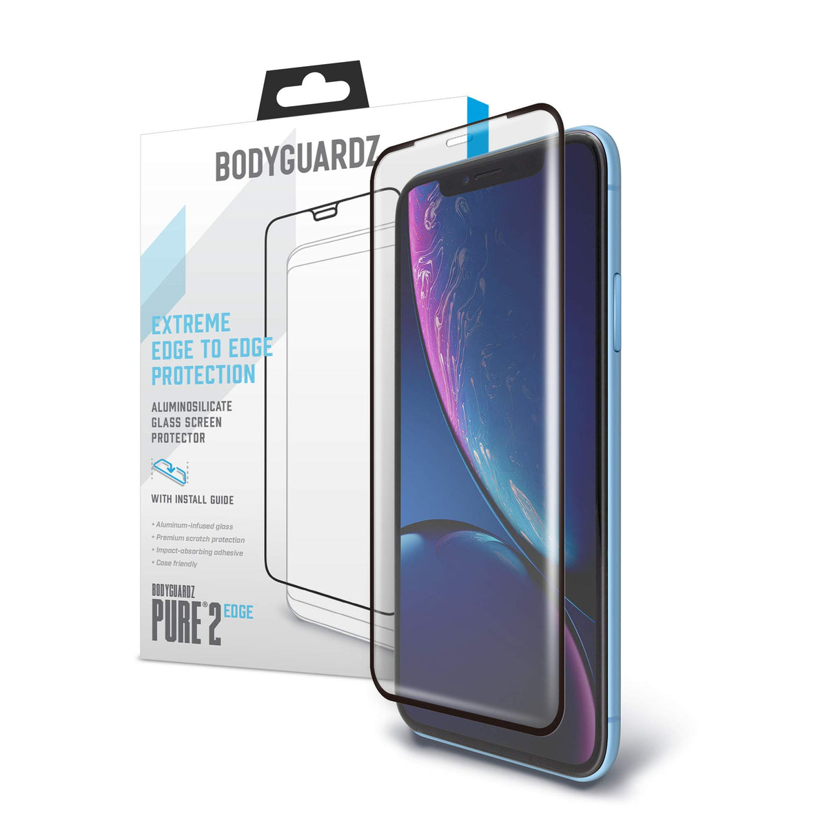 Bodyguardz   Pure 2 Edge Glass Screen Protector For Apple Iphone Xr, Ultra Thin Edge To Edge Tempered Glass Screen Protection For Apple Iphone Xr   Case Friendly, Clear