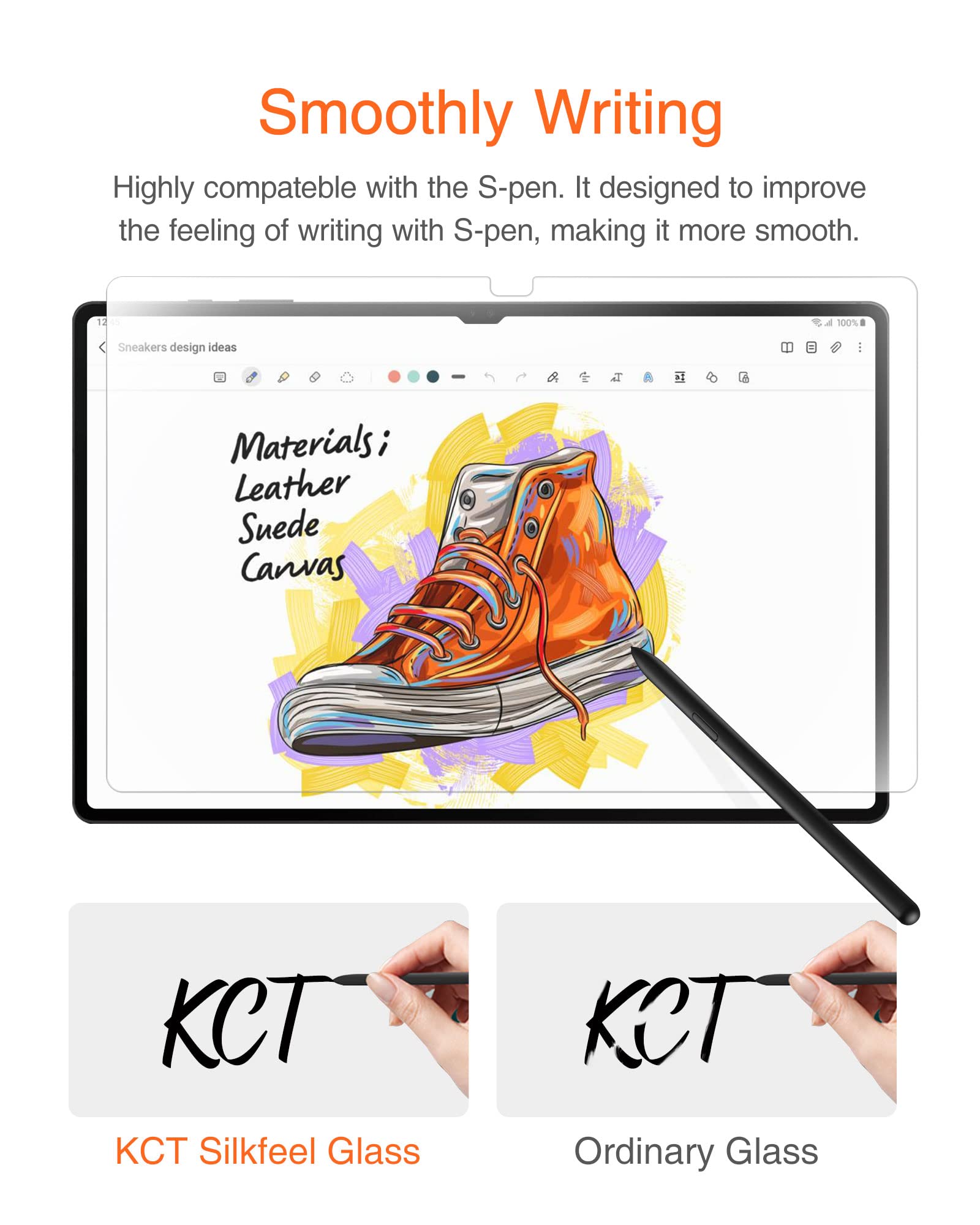 Kct Nano Texture Glass Screen Protector Compatible With Samsung Galaxy Tab S10 Ultra /S9 Ultra / S8 Ultra 14.6 Inch 2024/2023/2022, Auto Alignment Tool, Tempered Glass