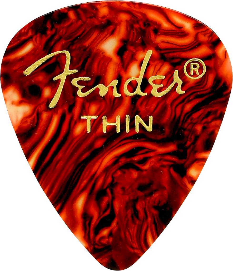 Fender Classic Celluloid Guitar Picks 451 Shape, Guitar Accessories, Tortoise Shell, Thin, 12 Pack