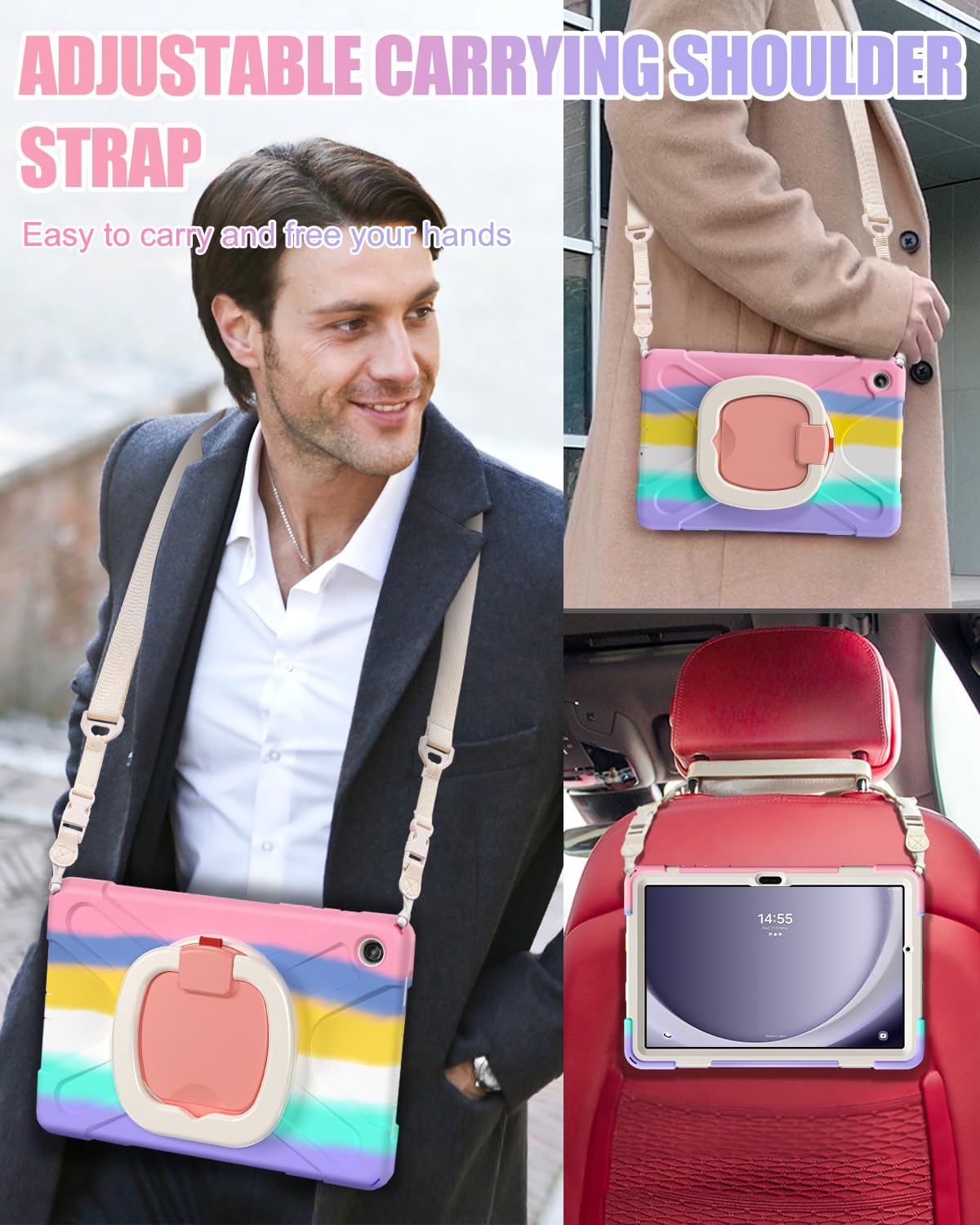 Braecn Case For Samsung Galaxy Tab A9 Plus/ A9+ 11    2023 (Sm X210/X216/X218), Heavy Duty Rugged Cover With Screen Protector, 3