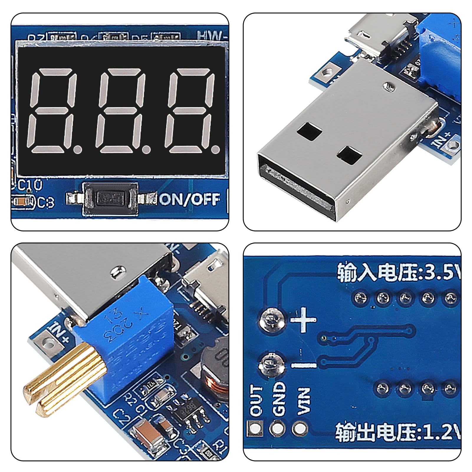 Xiitia 4Pcs Usb Buck Boost Converter 3.5V 12V To 1.2V 24V Dc Dc Adjustable Step Up Step Down Power Supply Module Voltage Regulat