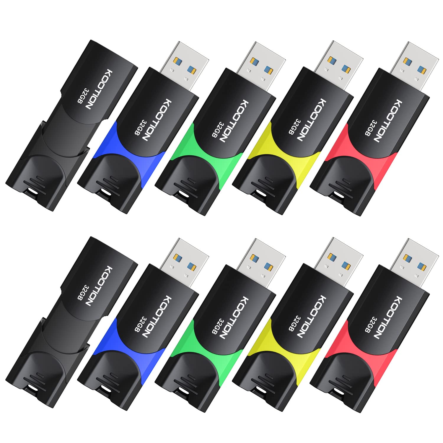 Usb 3.0 Flash Drive Kootion 10 Pack 32Gb Usb 3.0 Thumb Drive Retractable 32G Zip Drive Ultra High Speed Usb Stick Jump Drive Rug