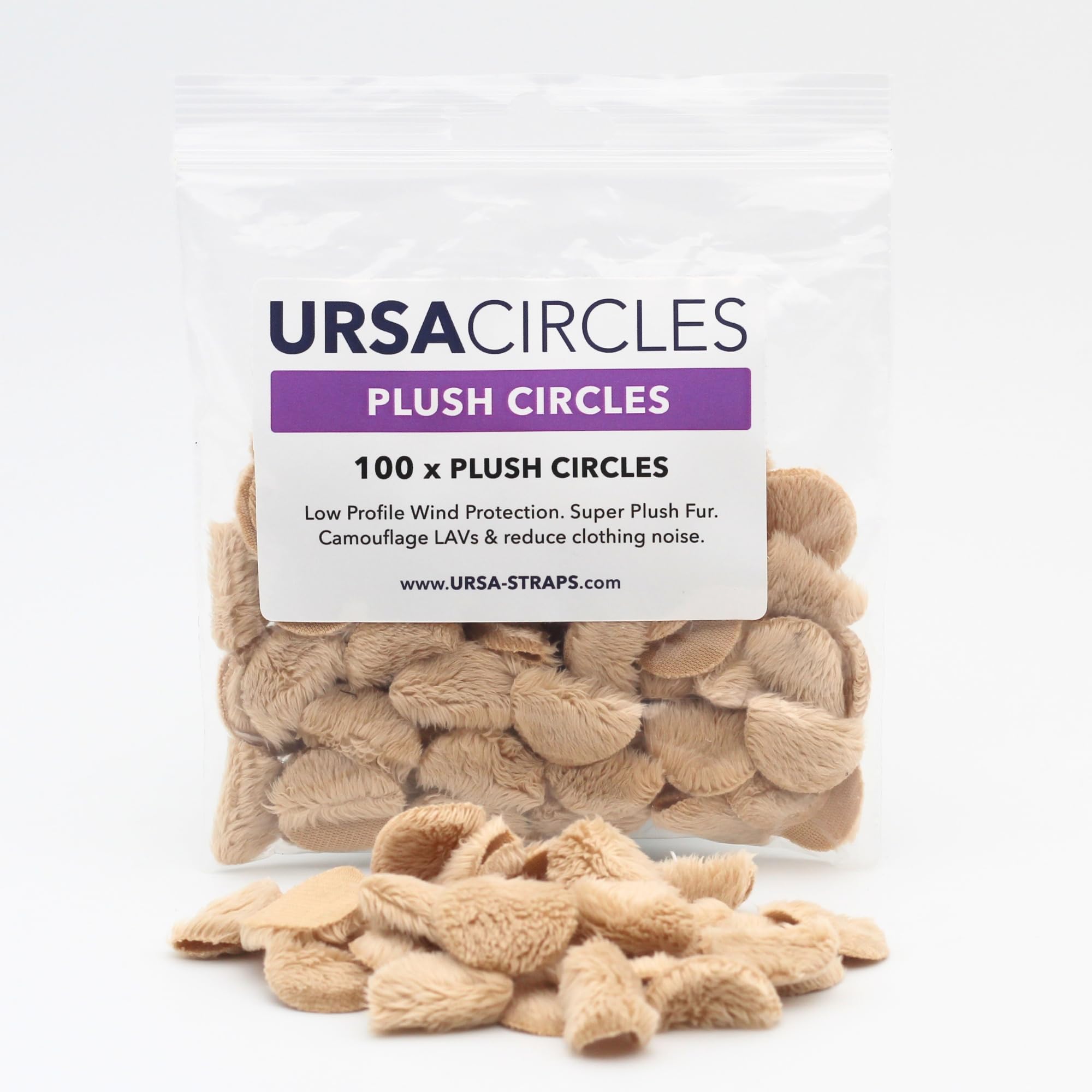 Ursa Plush Circles   5Mm Length Short Fur Lav Covers Reusable  Super Soft 25Mm Diameter (100X Circles, Beige)