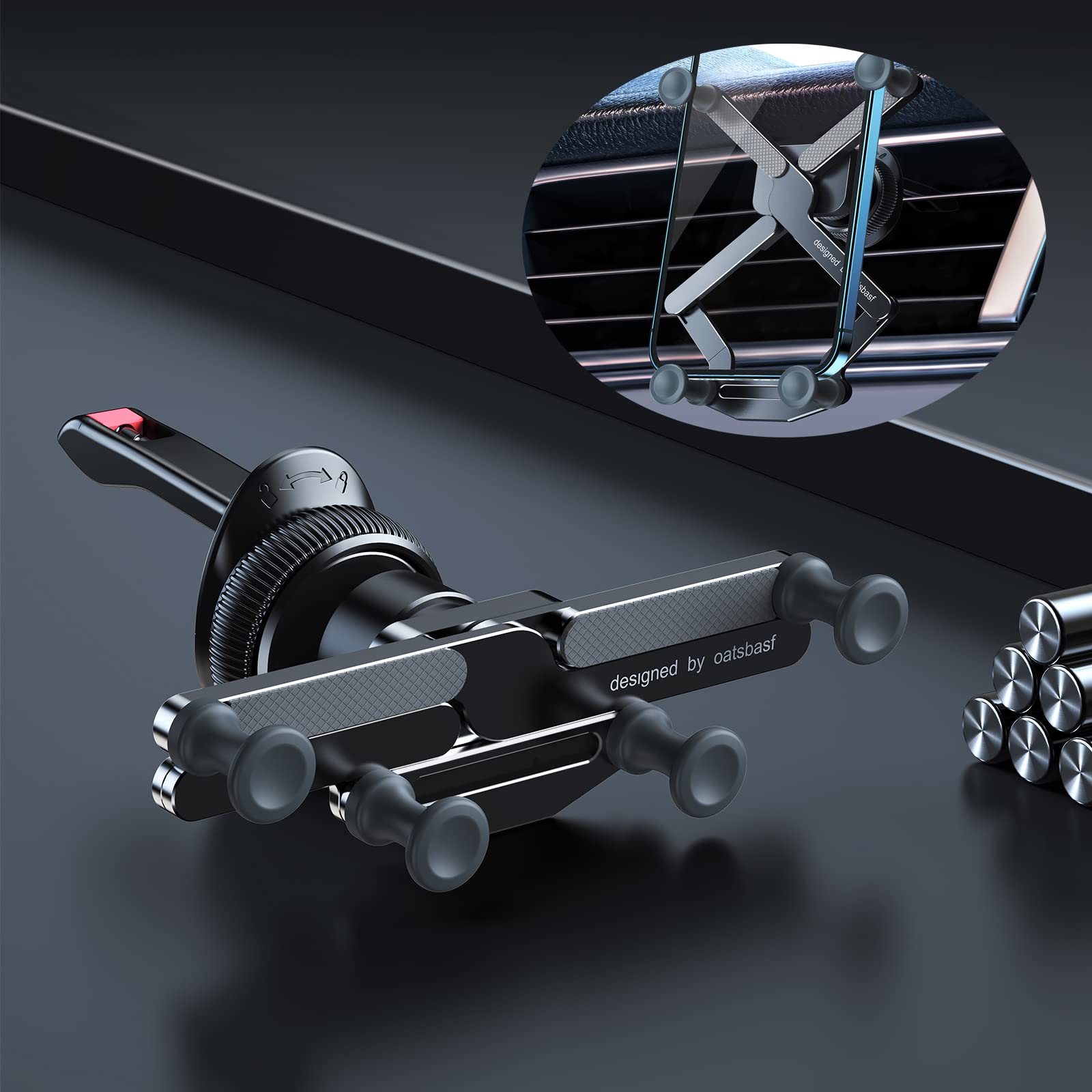 Oatsbasf Mobile Phone Holder For Car, Invisible Gravity Car Phone Mount, Rotatable Air Vent Mount Foldable Car Phone Stand For I