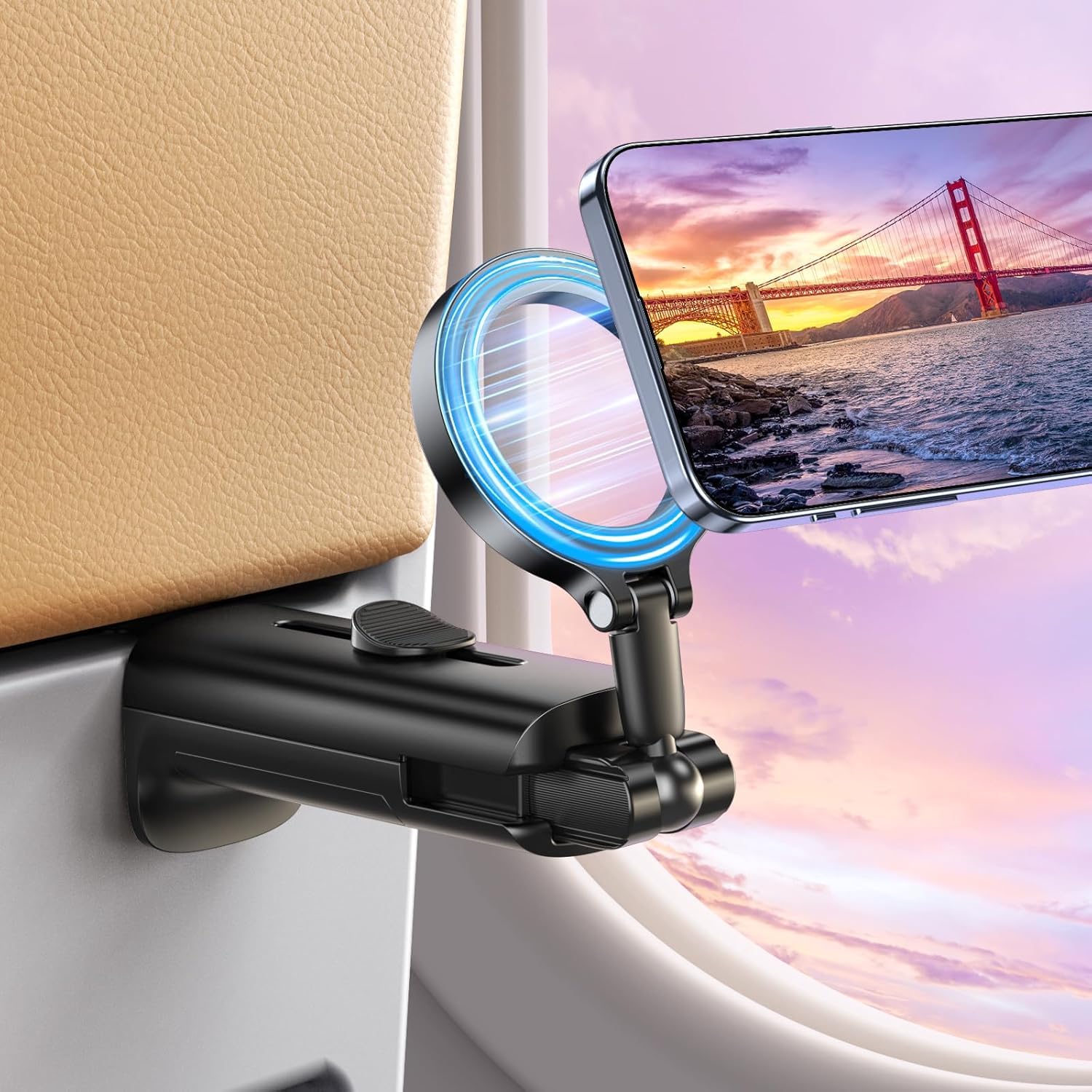 Puretor For Magsafe Airplane Phone Holder Mount Travel Essentials Desk Mounts?360 Adjustable? Plane Phone Holder Long Flight Mus