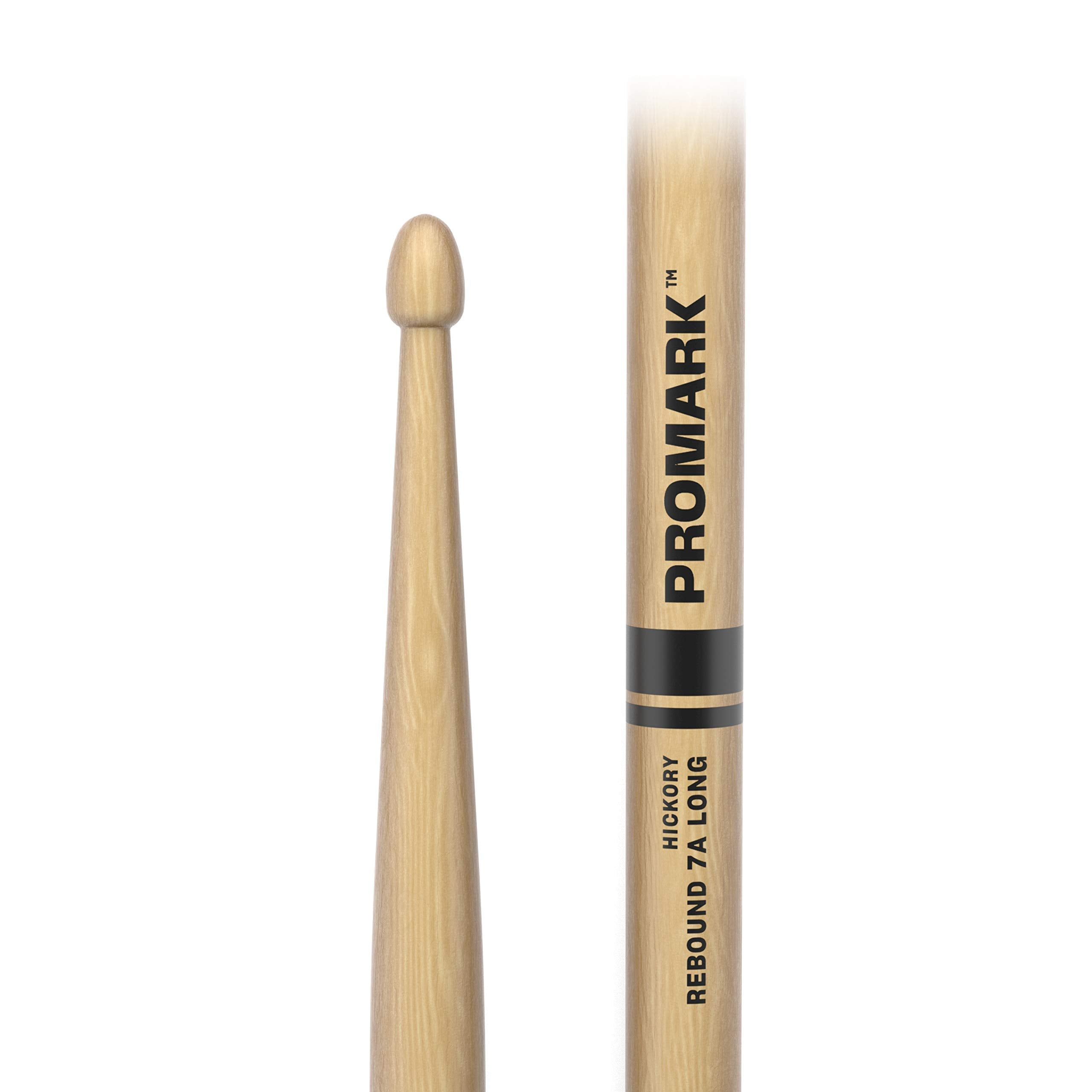 Promark Rebound 7A Long Hickory Drumsticks, Acorn Wood Tip, One Pair