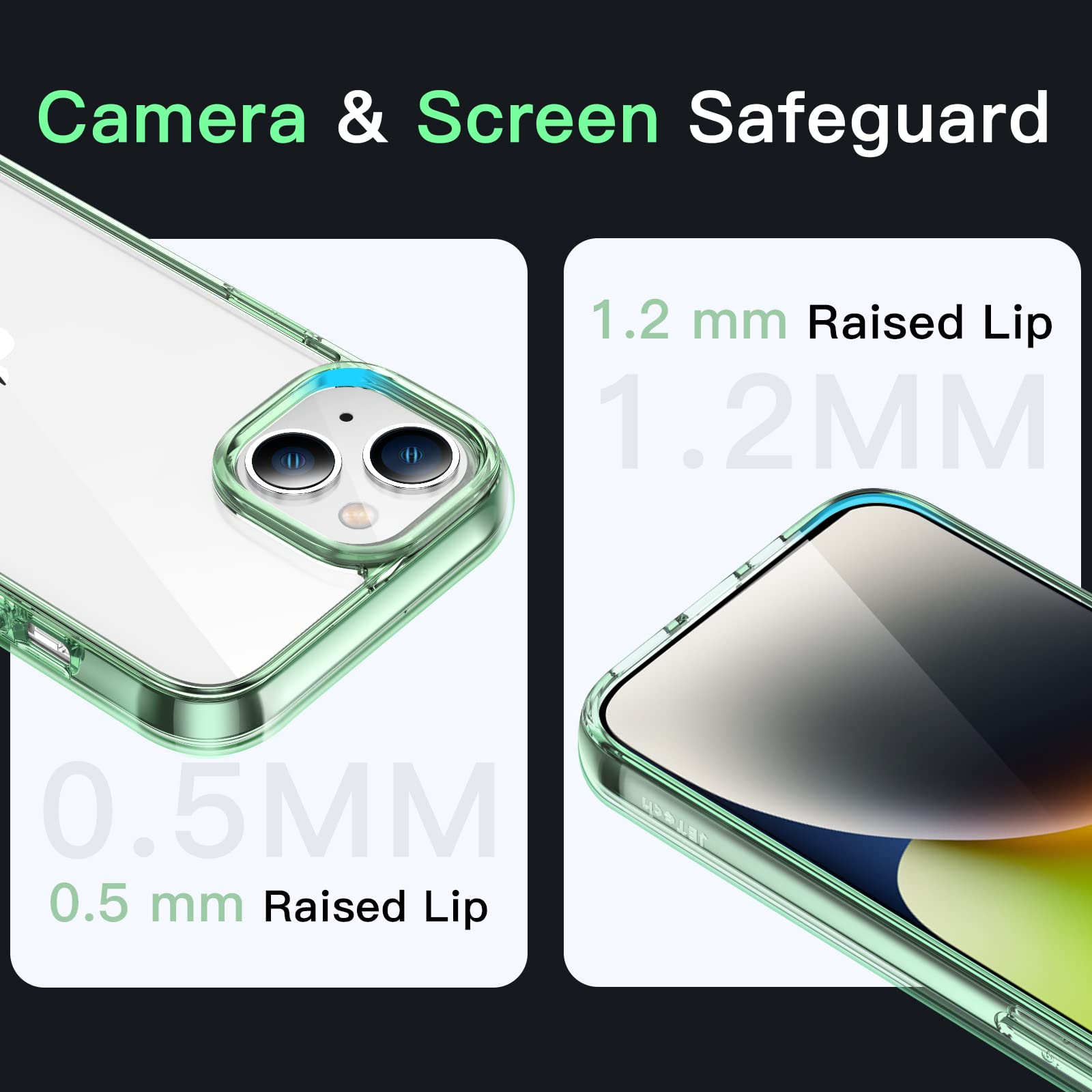 Jetech Case For Iphone 14 61 Inch, Shockproof Phone Bumper Cover, Anti Scratch Clear Back (Midnight Green)