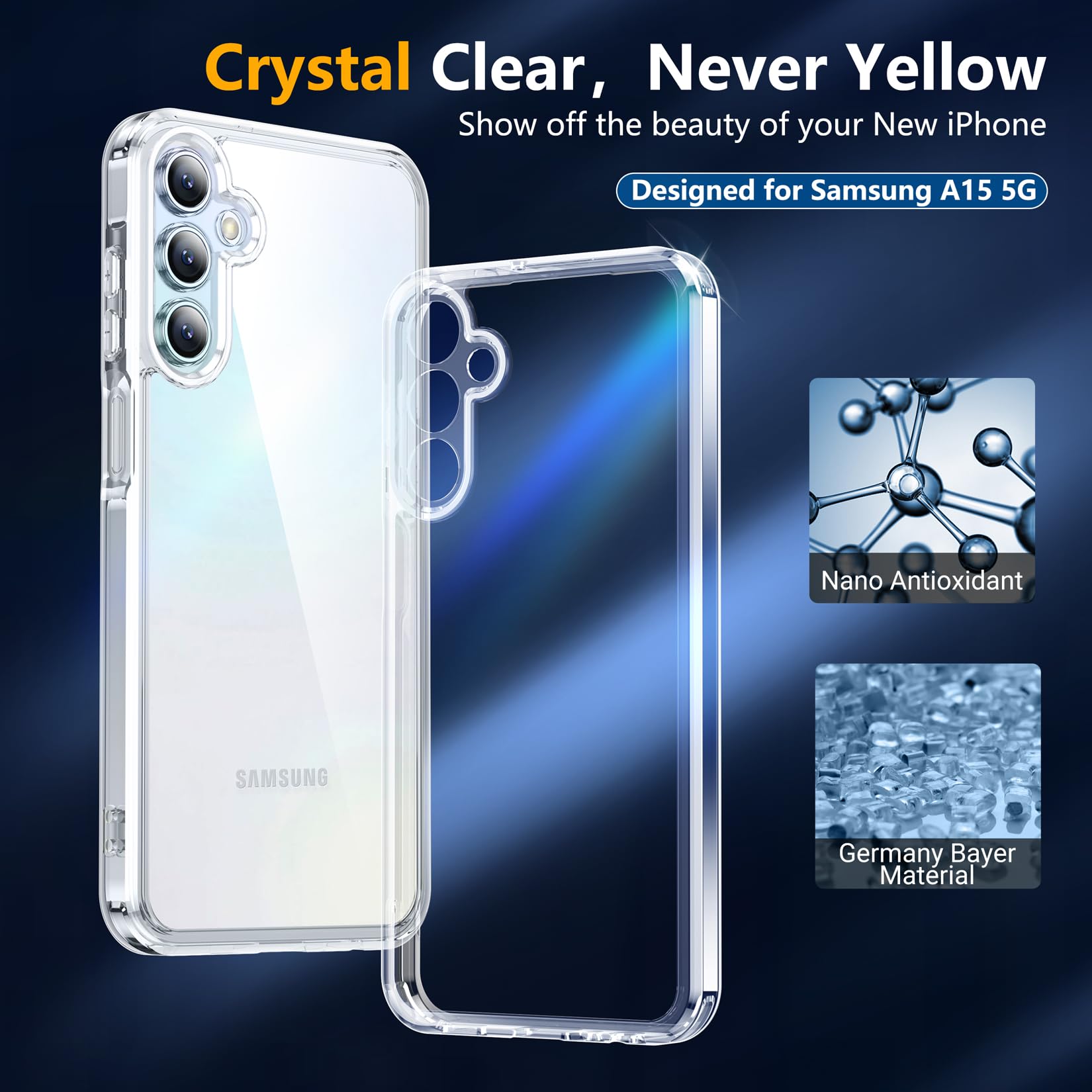 Spidercase For Samsung Galaxy A15 5G Case, [10 Ft Military Grade Drop Protection][Not Yellowing][2 Pcs Screen Protectors & Camer