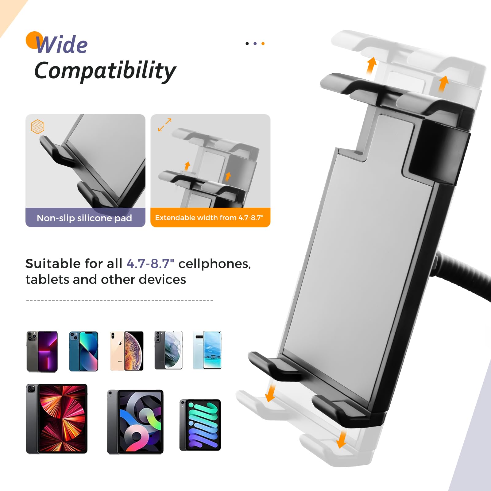 Aureday Stand Floor, 67    Height Adjustable Tripod Stand, Tablet Stand With Extendable Holder For Ipad Mini/ Air/ Pro, Kindle,