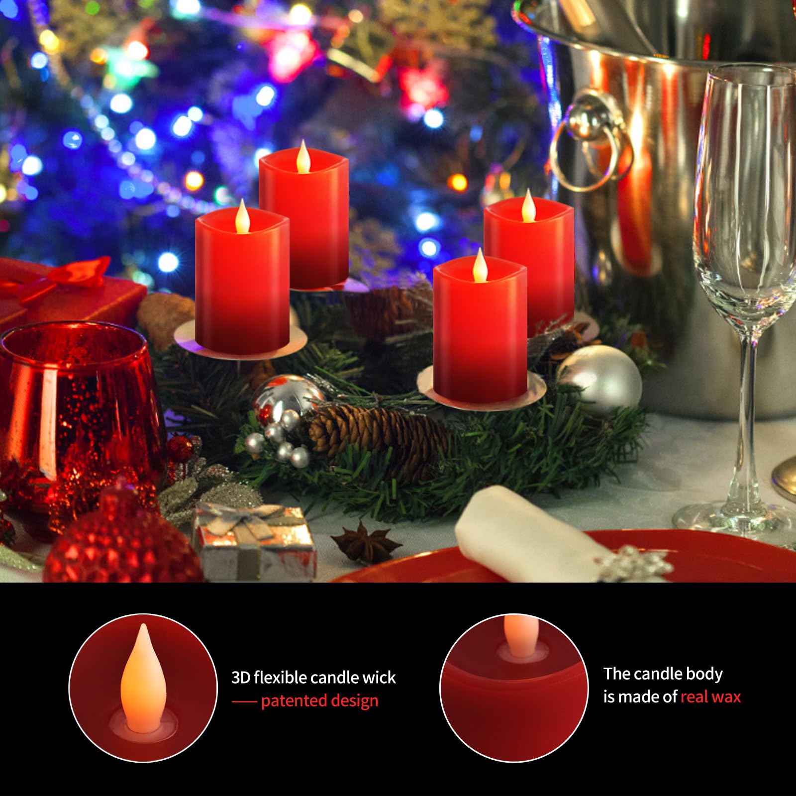 Asldoiweh 3X4'' Flickering Flameless Candles Set Of 2