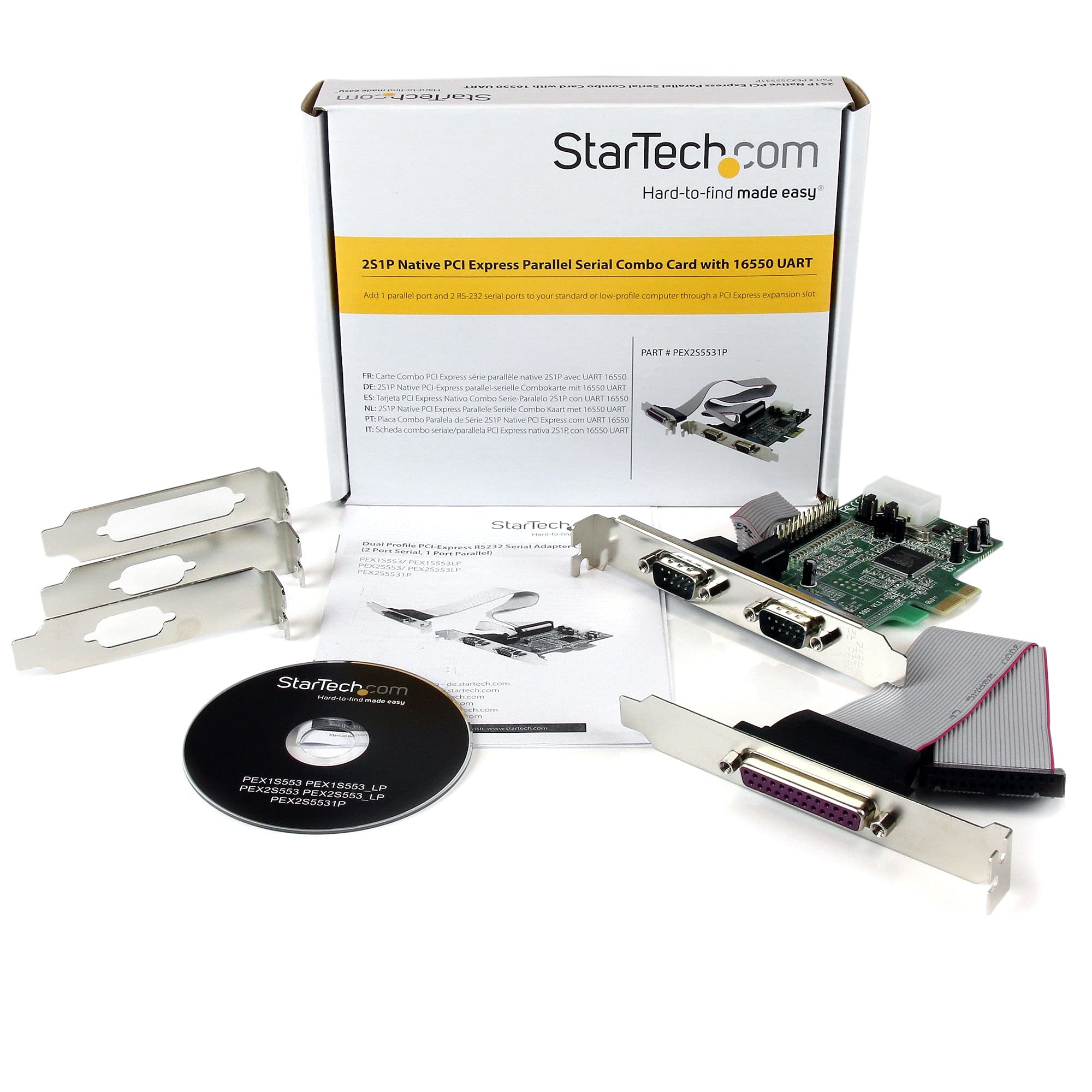 Startech.Com 2S1P Native Pci Express Parallel Serial Combo Card With 16550 Uart   Pcie 2X Serial 1X Parallel Rs232 Adapter Card