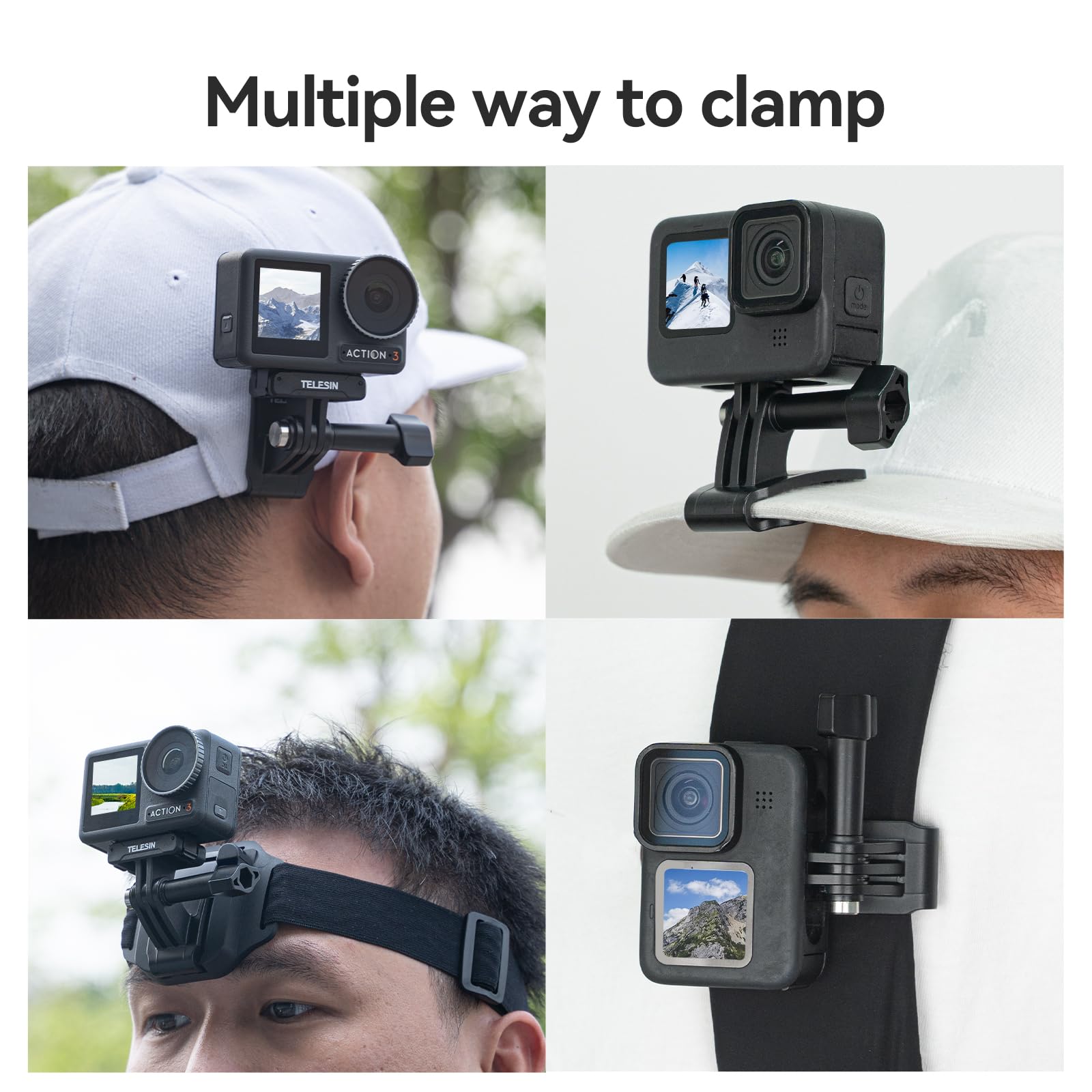 Head Strap Cap Clip Mount With Phone Clip Vertical Mount Kit, 2 In 1 Cellphone Pov Selfie Holder Head Mount For Gopro Max Hero I