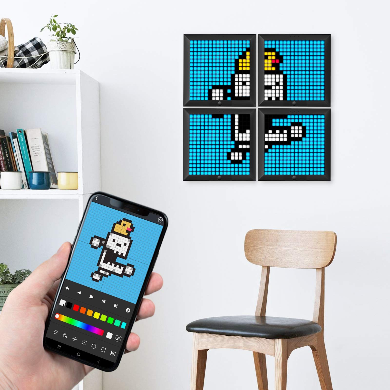 Divoom Pixoo   Pixel Art Digital Picture Frame With 16X16 Led Display App Control   Cool Animation Frame Wall/Desk Mount For Gam
