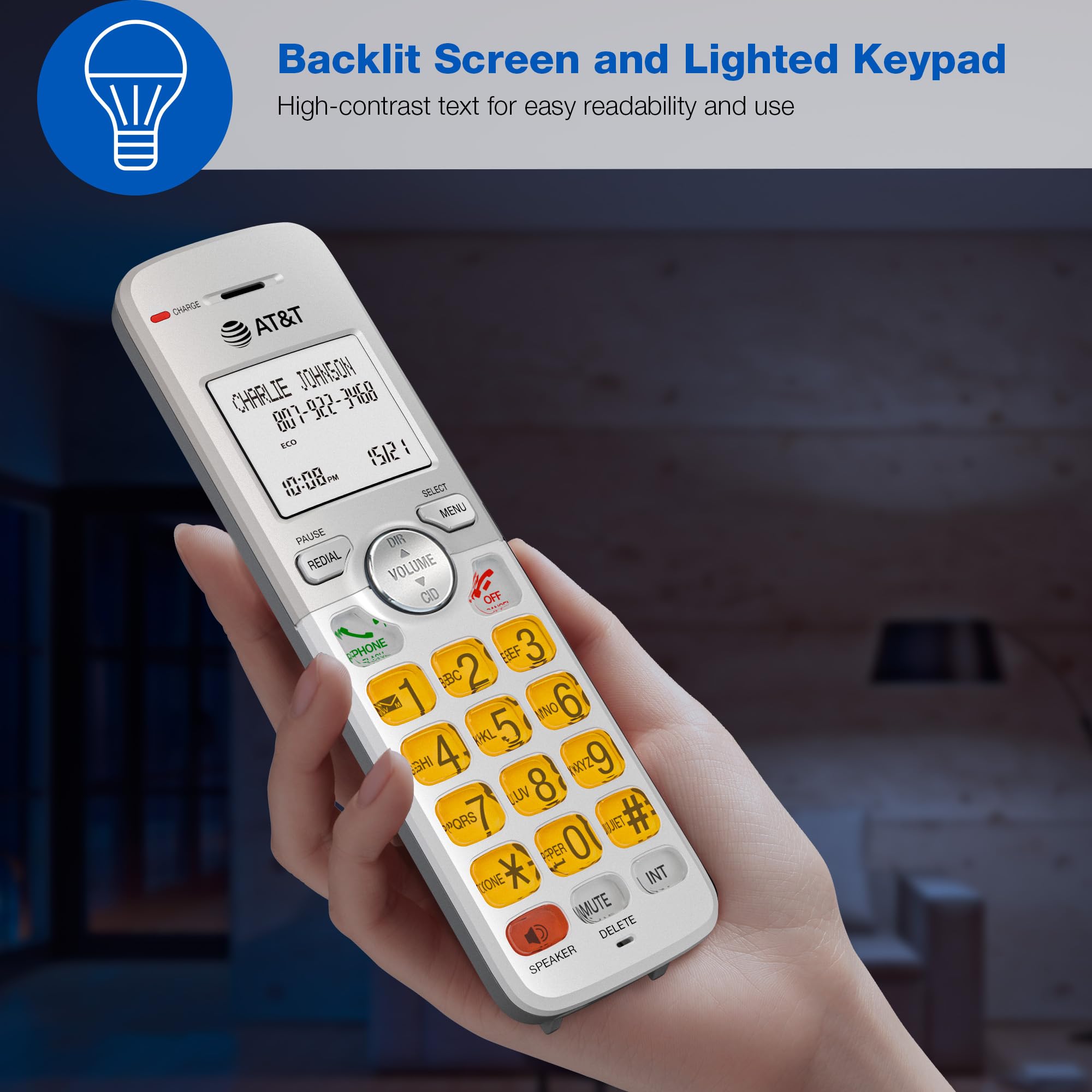 At&T 4 Handset Dect 6.0 Cordless Home Phone With Lcd Display, Lighted Keypad, Caller Id/Call Waiting, Simulated Full Duplex Hand