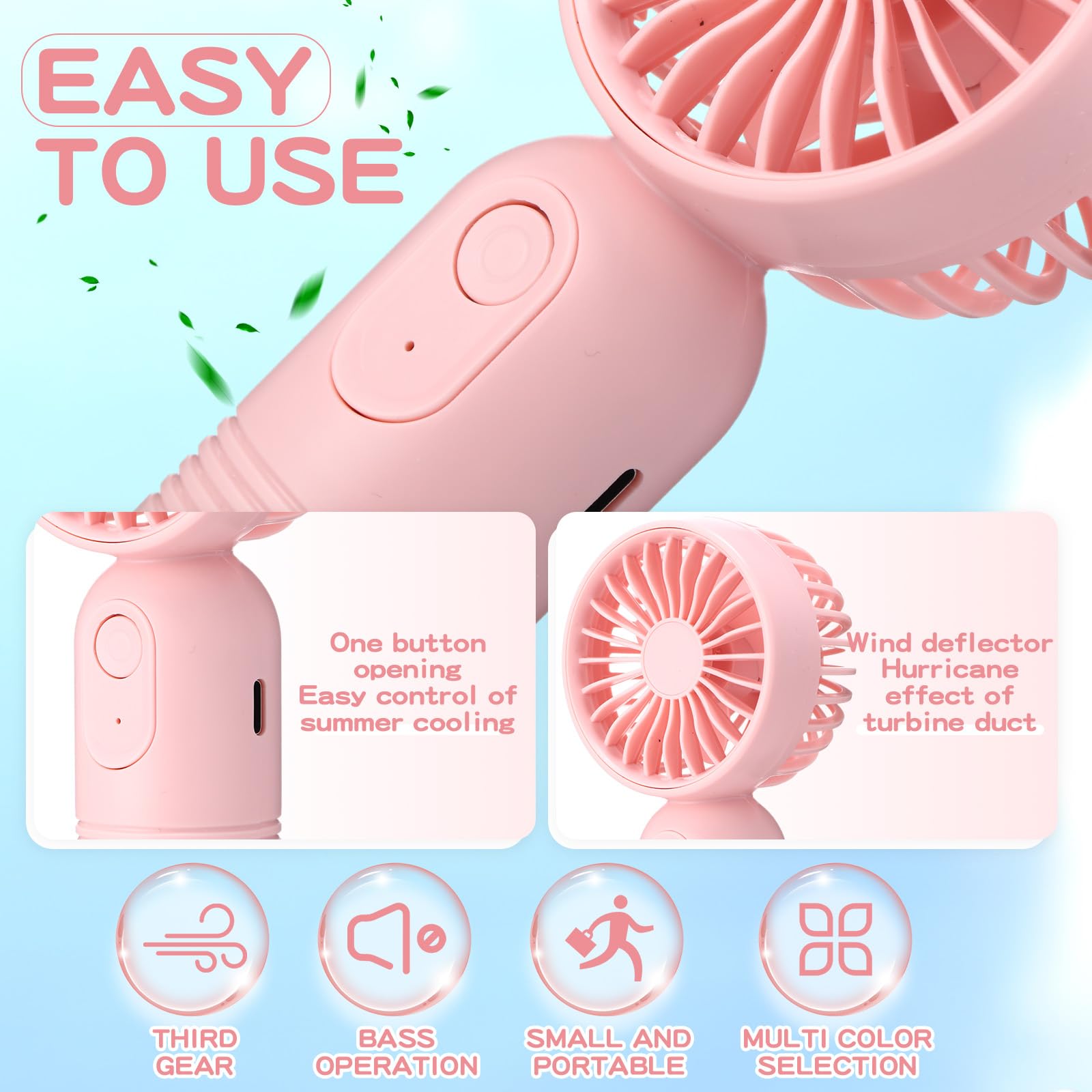 Rossesay 6 Pack Mini Portable Fan Bulk Cute Handheld Fan Lightweight Small Personal Eyelash Fan With 3 Speeds And Usb Rechargeab
