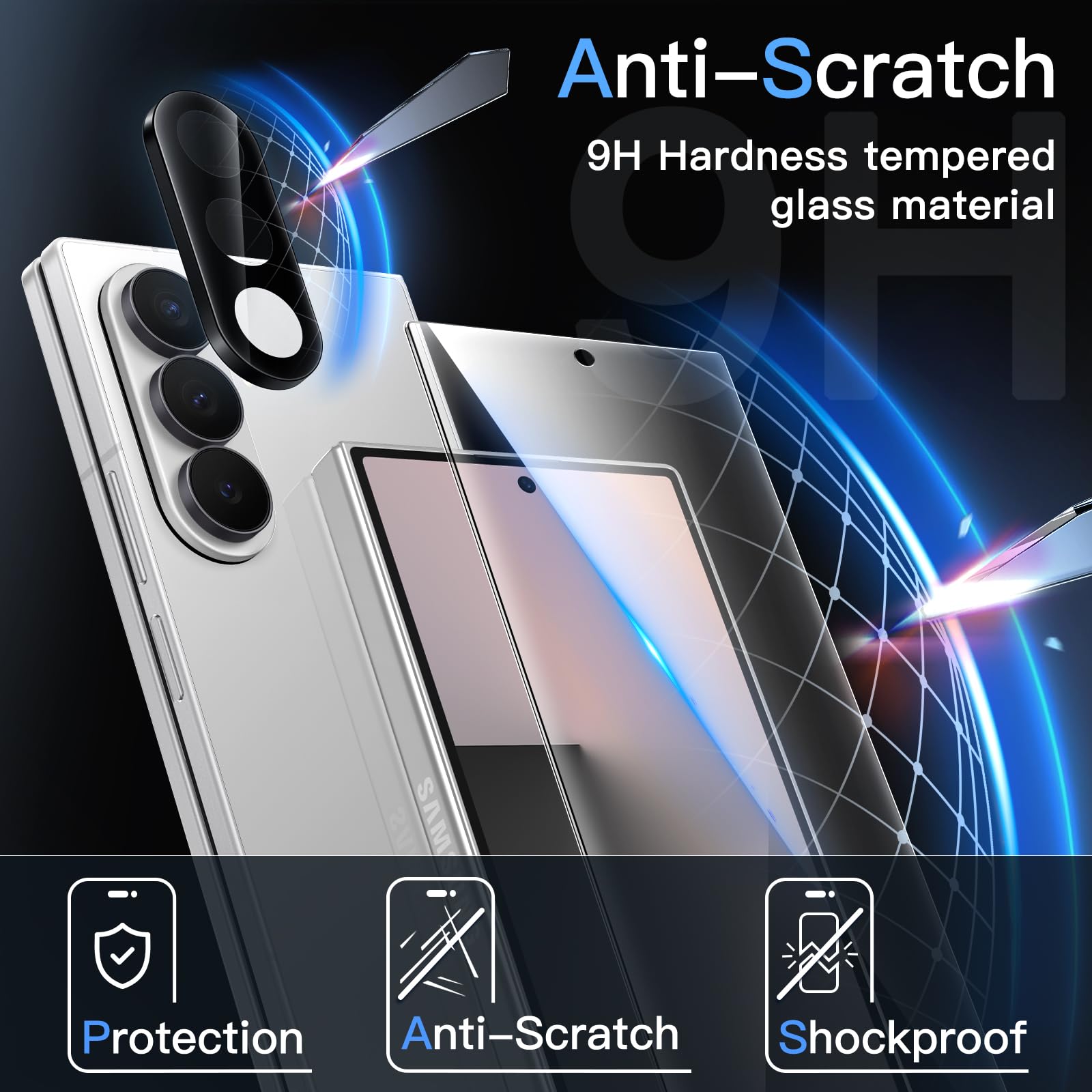 Jetech Front Screen Protector For Samsung Galaxy Z Fold 7 2025 With Camera Lens Protector, Easy Installation Tool, 9H Tempered G