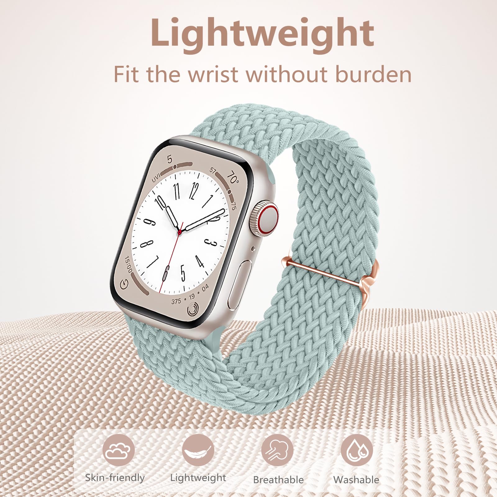 Daqin Braided Stretchy Solo Loop Compatible With Apple Watch Band 44Mm 45Mm 46Mm 42Mm 49Mm 41Mm 40Mm 38Mm Women Men, Nylon Elast