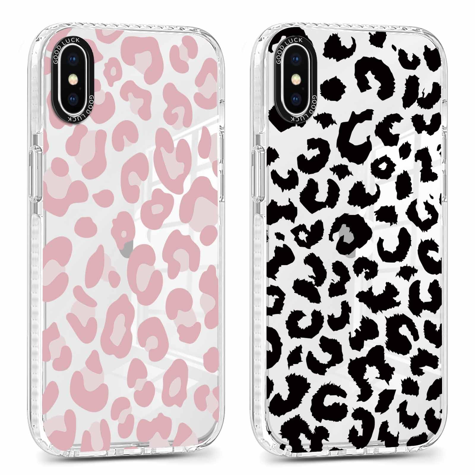 Rumdey 2 Pack Cute Clear Leopard Cases For Iphone X/Xs 5.8'' Phone Case, Cheetah Print Design Cases Soft Silicone Slim Tpu Shock