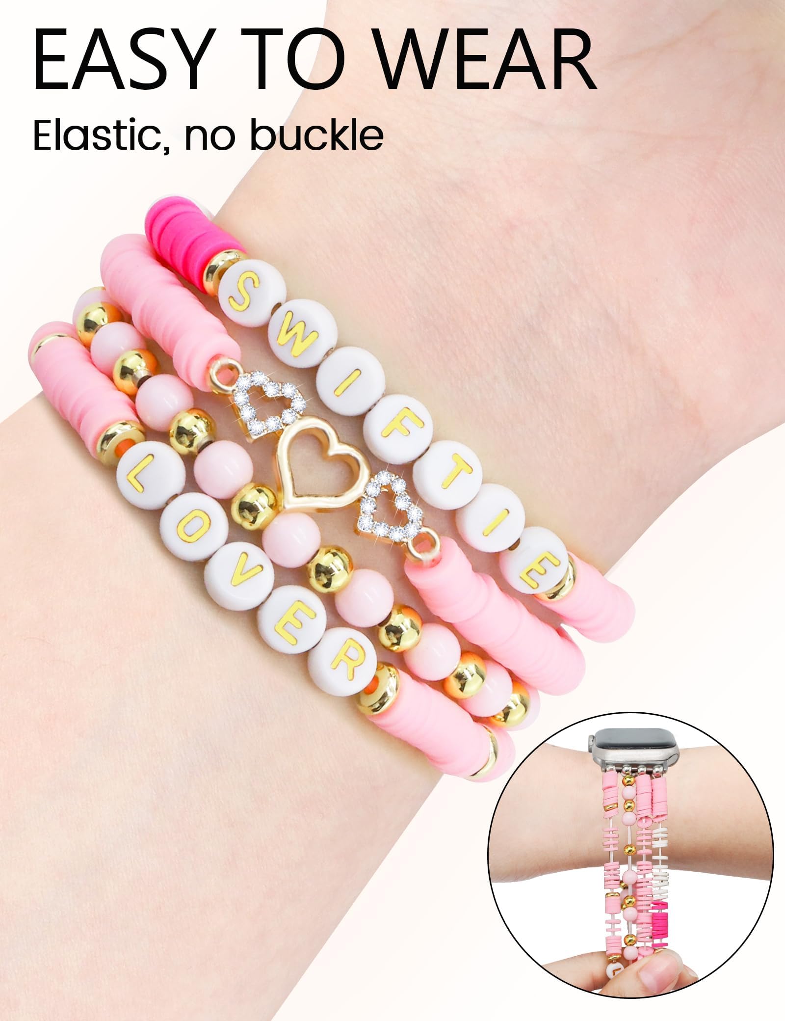 Jr.Dm Beaded Bracelet Compatible With Apple Watch 40Mm 38Mm 41Mm 44Mm 42Mm 45Mm 46Mm For Women, Singer Inspired Bracelets Cute H