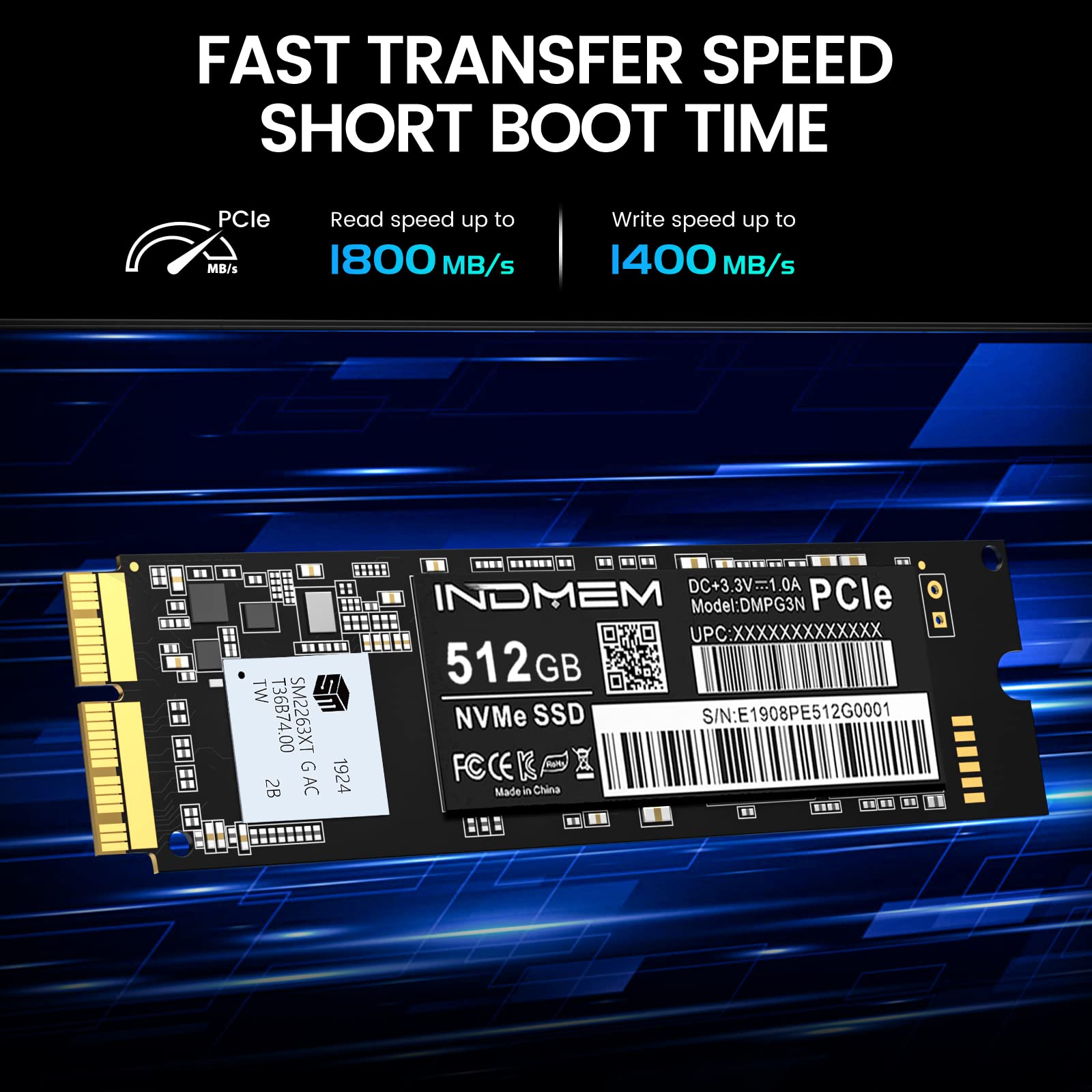 Indmem 512Gb Nvme Pcie Ssd 3D Tlc Nand Flash Hard Drive Disk 512G Only For Late 2013   Mid 2015 Macbook Pro, Mid 2013 2017 Macbook Air, Late 2013 2017 Imac, Late 2013 Mac Pro, Late 2014 Mac Mini