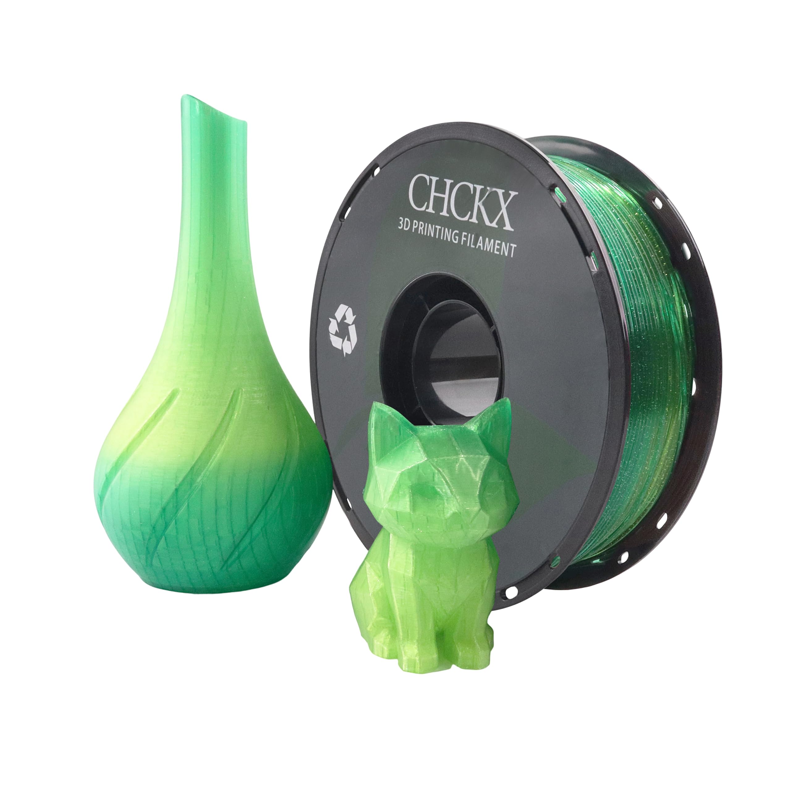 CHCKX Crystal Rainbow PLA 3D Printer Filament, Dimensional Accuracy +/- 0.02 mm, 1kg (2.2lbs), 1.75 mm, Rainbow Forest