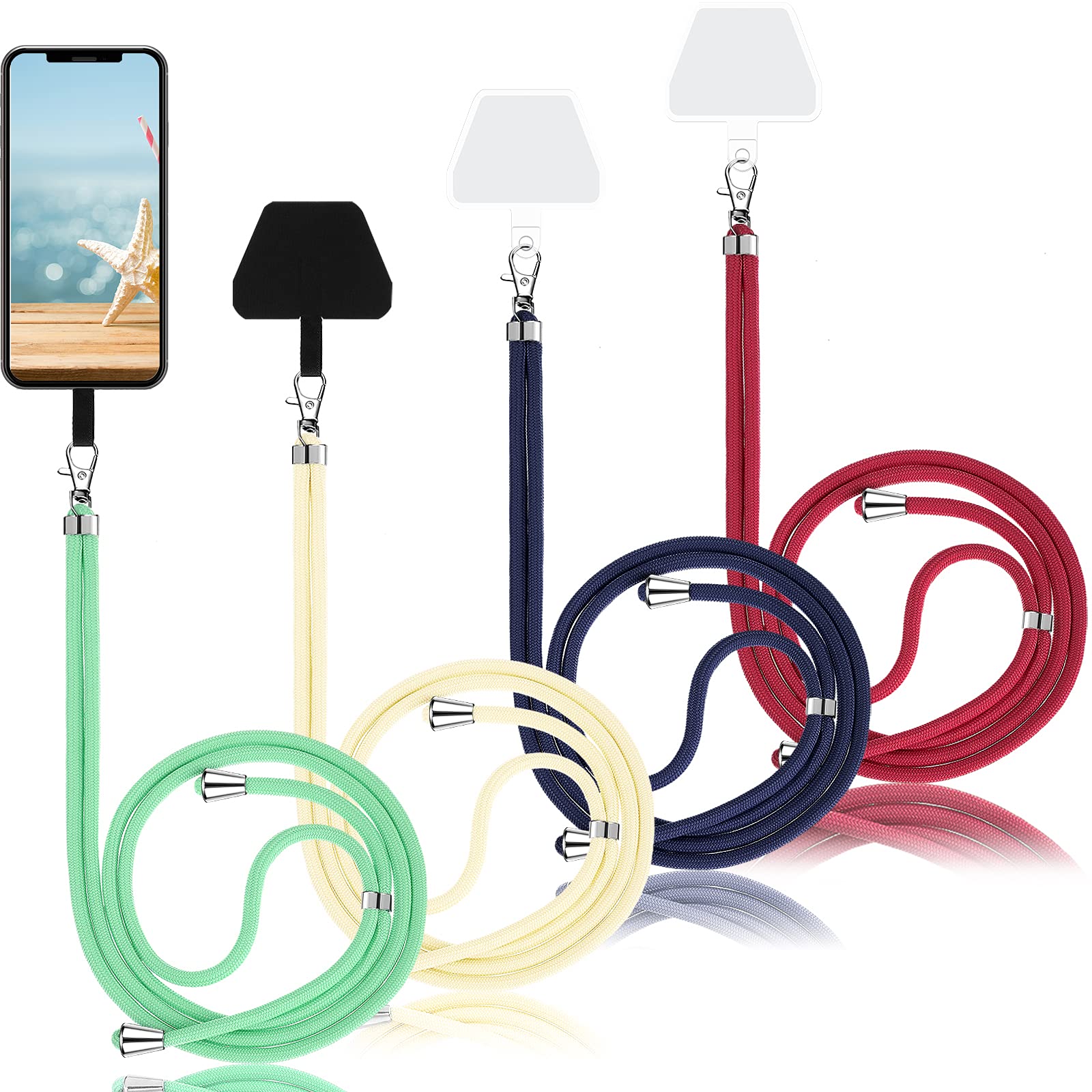 Weewooday 4 Pcs Phone Lanyard Crossbody Phone Strap Universal Cellphone Neck Lanyard with Patch for Women, Anti Theft(Multiple C