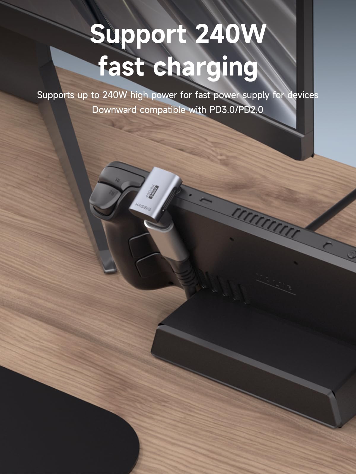 Hagibis 240W 40Gbps 8K Usb C Adapter, Usb-C Male To Female Adapter, Usb4 Connecter For Thunderbolt 4/3, Rog Ally, Steam Deck, Sw