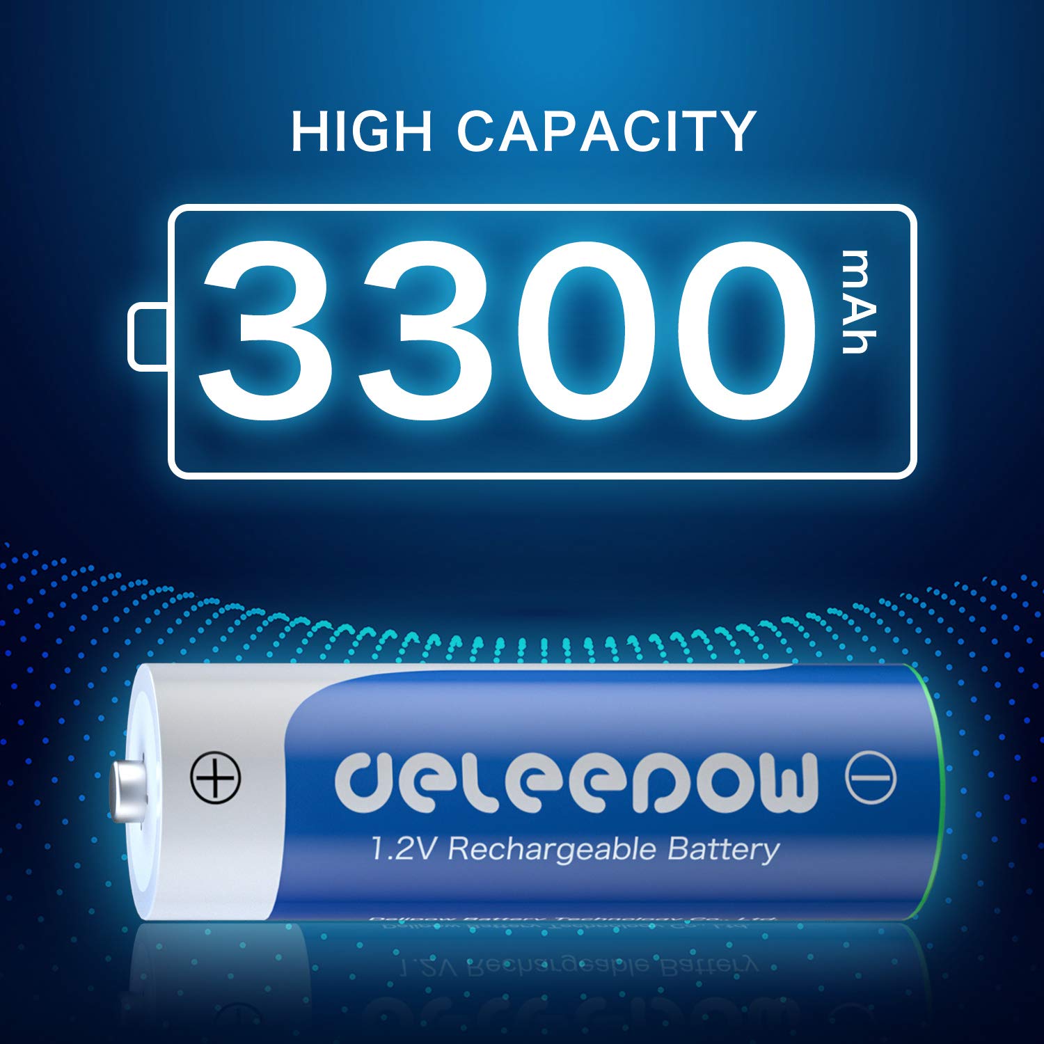 Deleepow Aa Rechargeable Batteries Nimh 3300Mah 1.2V Batteries Aa Size Rechargeable High Capacity 1200 Cycles 8-Pack(Only Batter