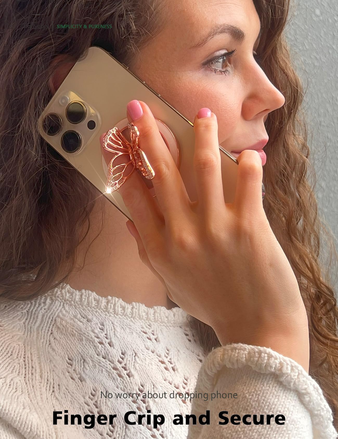 Doflyesky 2025 Upgrade Magnetic Phone Grip For Magsafe, Butterfly Phone Grip Holder Finger Kickstand, Adapter Ring For Magsafe I