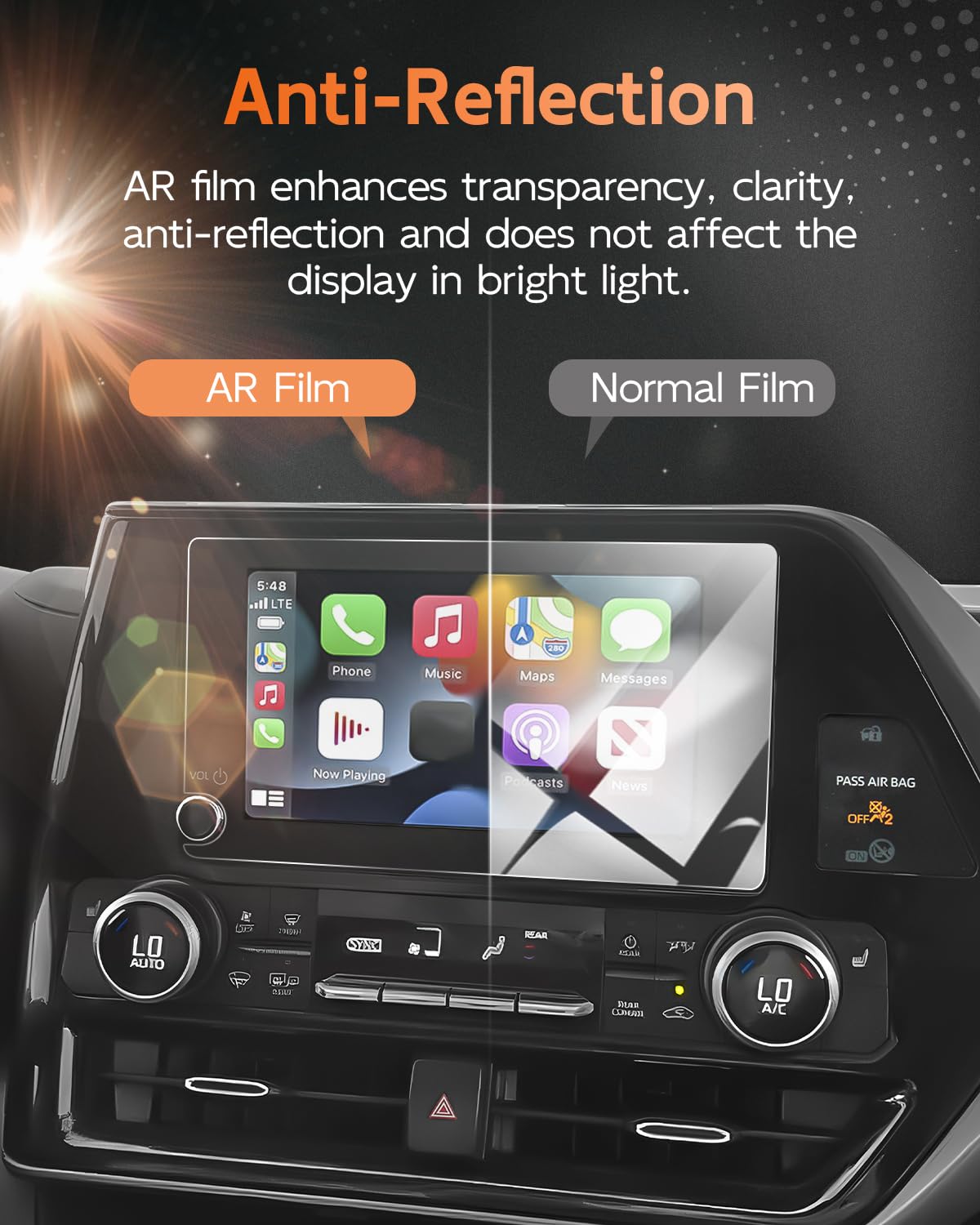 Cdefg (2Pcs Highlander Anti Reflection Screen Protector, 2Pcs, For 2023 2024 2025 Toyota Highlander Accessories L/Le 8' Touchscreen, Ultra Clear Anti Glare