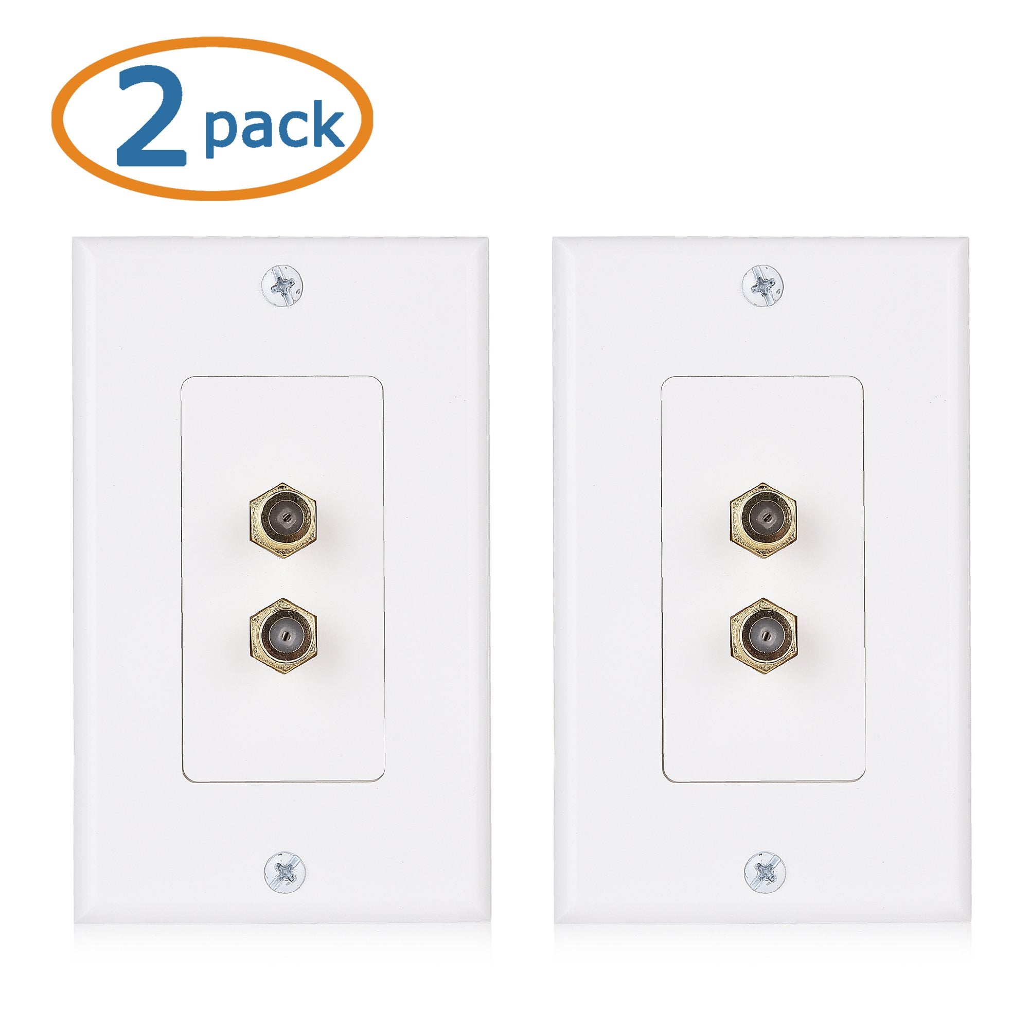 Cable Matters 2 Pack 2 Port TV Cable Wall Plate (Coax Wall Plate) in White