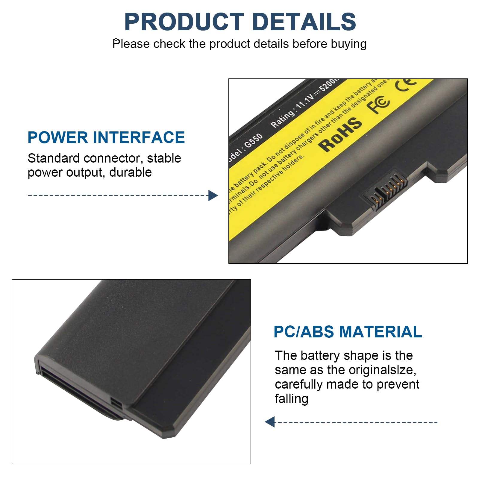 Futurebatt 6 Cell 5200Mah Laptop Battery For Lenovo 3000 B460 B550 G430 G450 G455 G530 G550 G555 N500, Ideapad B460 G430 V460 Z3