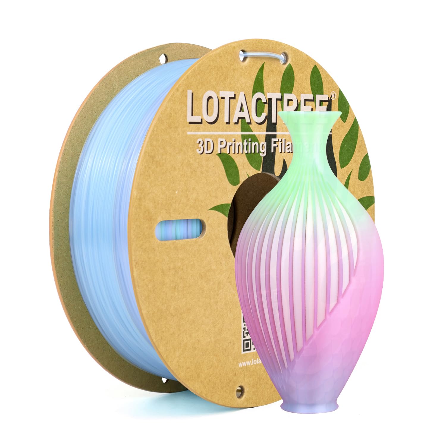 Lotactree Translucent PLA Filament, PLA Crystal Gradient Filament, Light Transmission, 3D Printer Filamentm 1.75mm, 1KG Spool (2