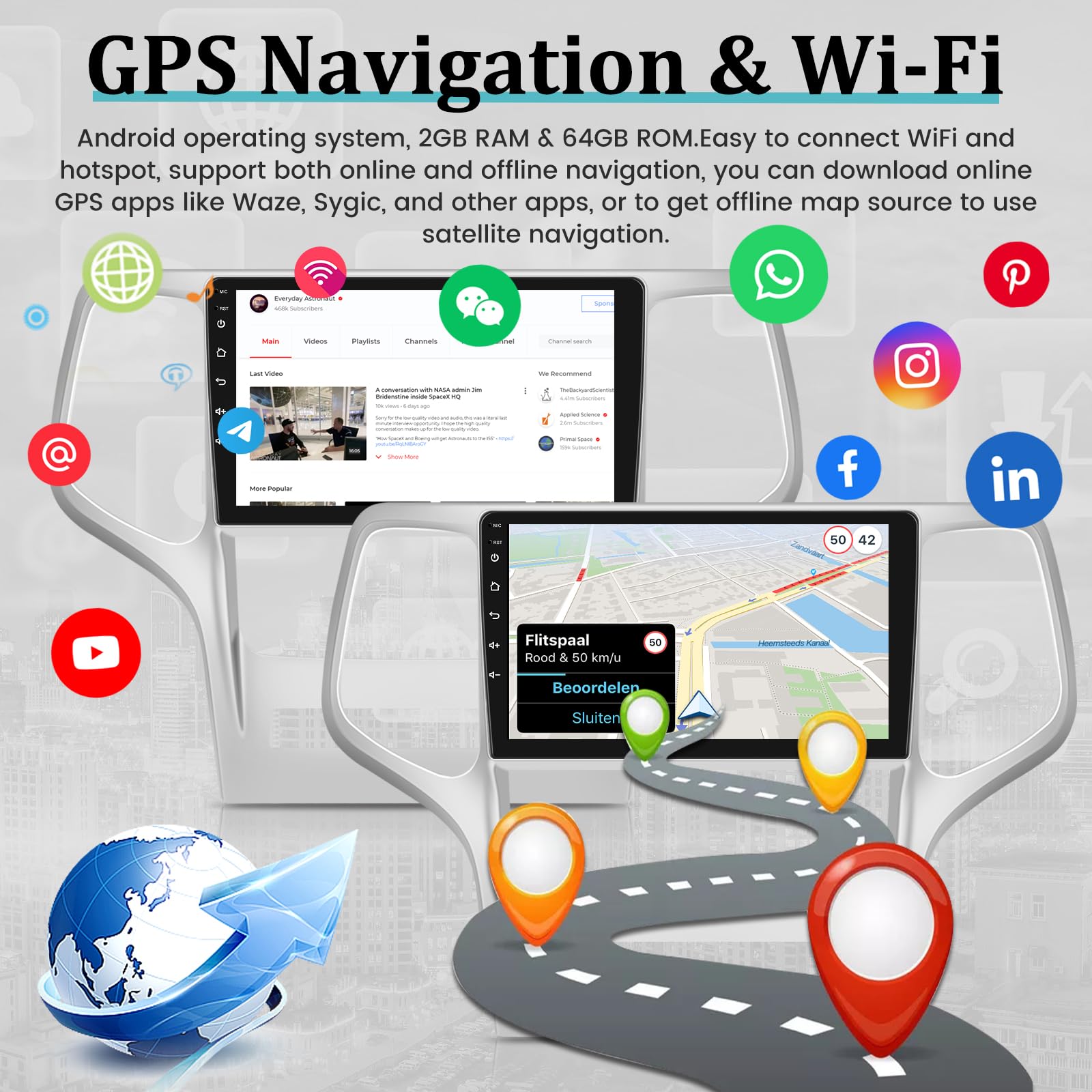 2+64G Android 13 Car Stereo For Jeep Grand Cherokee 2008 2013   Wireless Apple Carplay & Android Auto, 9 Inch Car Radio With Wif