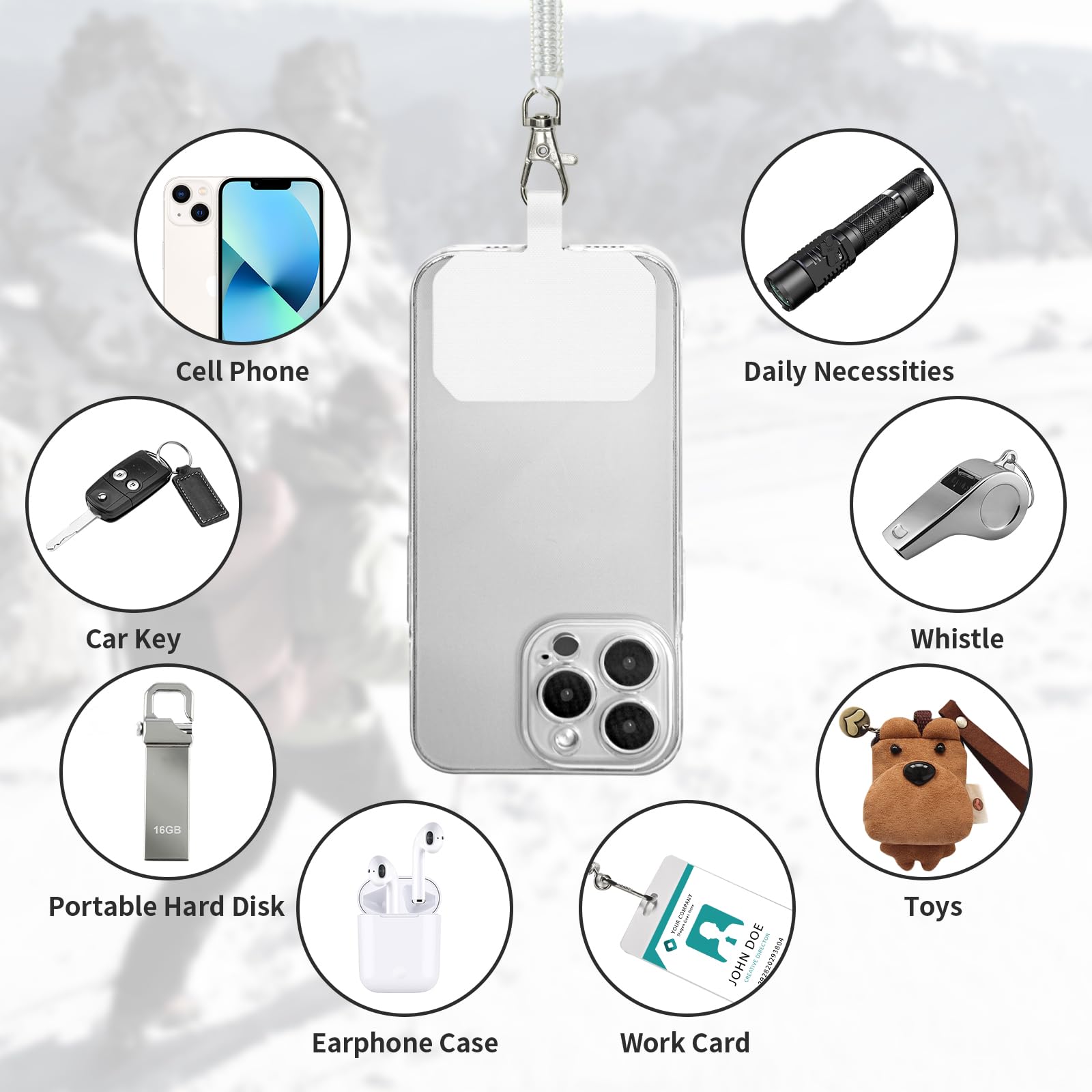 Hotemia Phone Tether Lanyard Anti Theft Phone Strap With Carabiner Anti-Drop Outdoor Skiing Hiking Cycling Fishing Climbing Fit