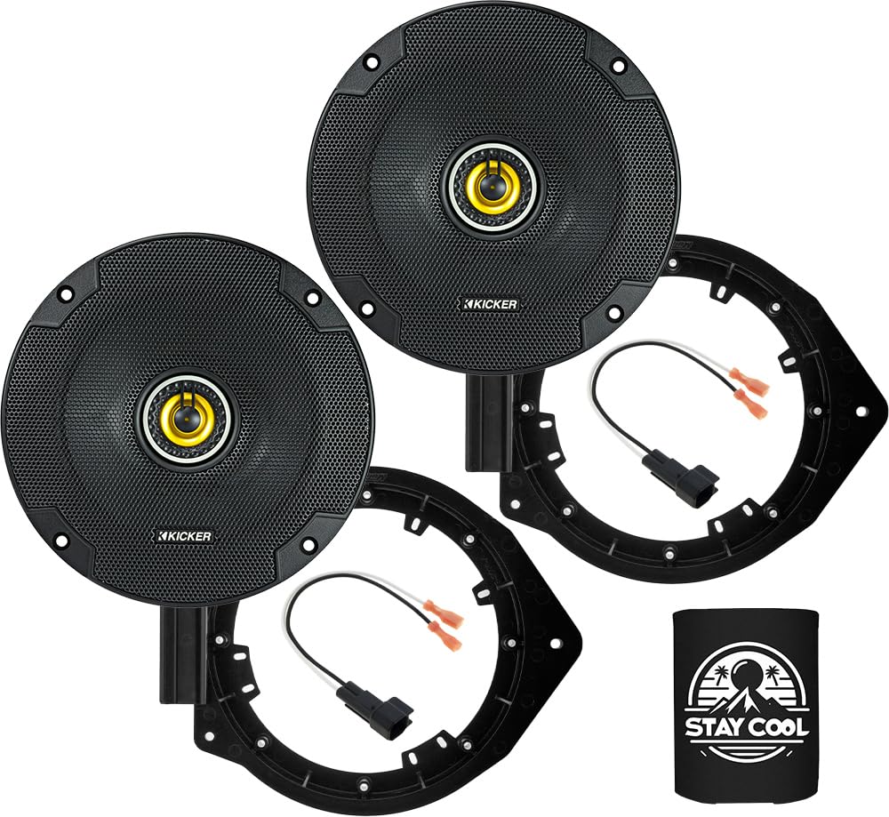 KICKER Speakers 6.5 inch for Chevrolet Silverado 1500 2015-2021 Upgrade Kit - Pair of CS Series with Adapters and Harness, Rear 