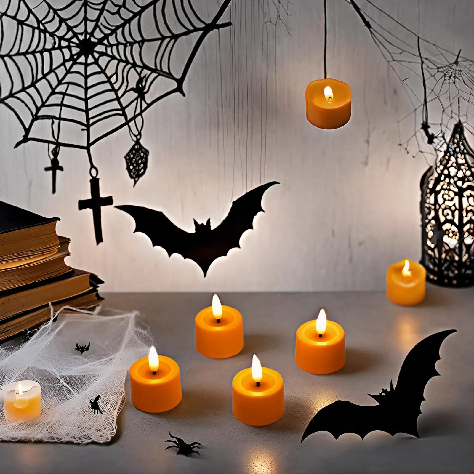 Simplelight Pack Of 12 Flameless Led Tealights Candle   Battery Operated Votive Candles, Orange Color, Battery Included, Timer F