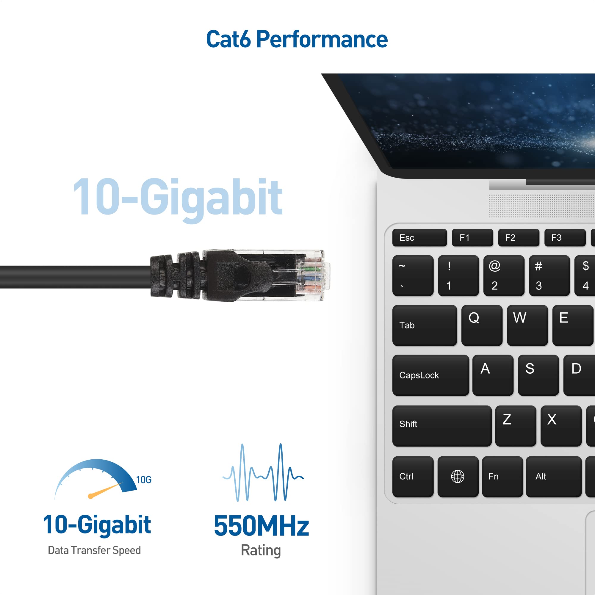Cable Matters 10Gbps Snagless Cat 6 Ethernet Cable   30ft, Cat 6 Cable, Cat6 Cord, Ethernet Cord, Black