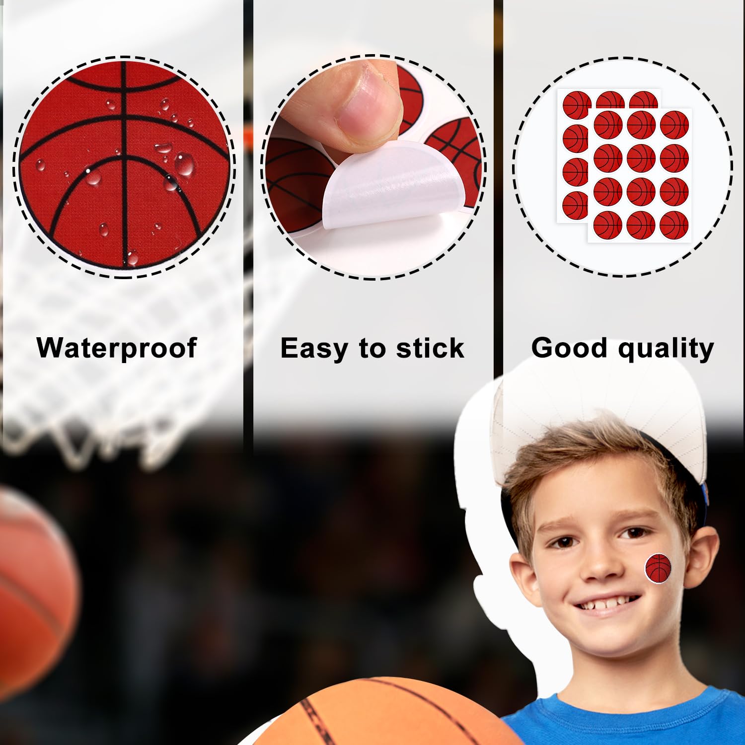 120Pcs 1.18 Inch Basketball Stickers For Kids, 10 Sheets Basketball Decals Decorative Seal Stickers Self Adhesive Basketball Par