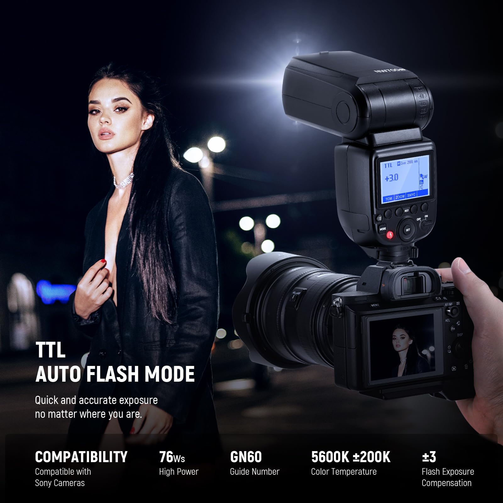 Neewer Nw700 S Ttl Flash Speedlite Compatible With Sony Dslr Cameras, 1/8000S High Speed Sync Speedlight, 1/1 1/256 Output, Tcm
