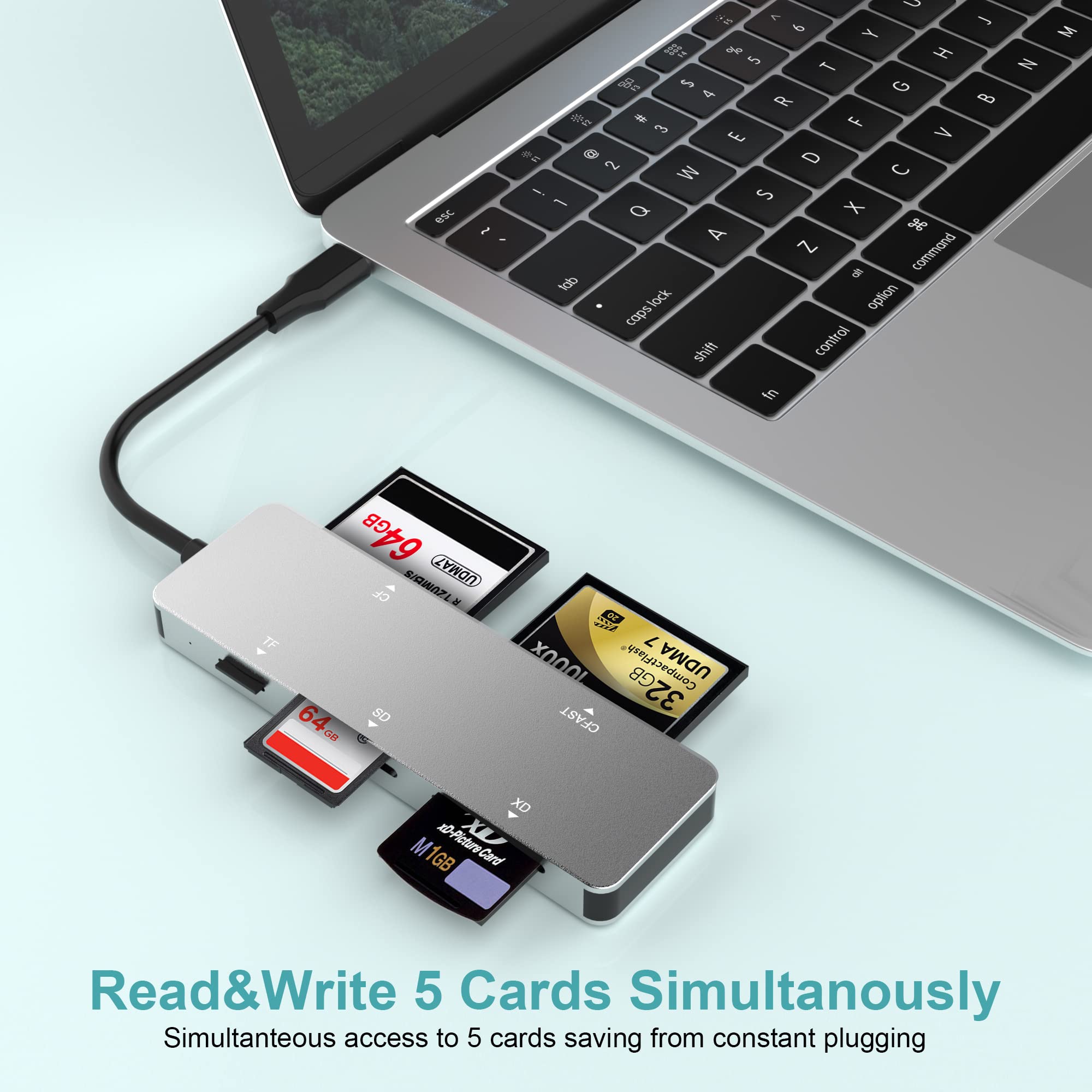 Bawanfa CFast Card Reader - USB C CFast 2.0, 5Gbs Adapter for SanDisk, Lexar, Sony, Read CFast/TF/SD/XD/
