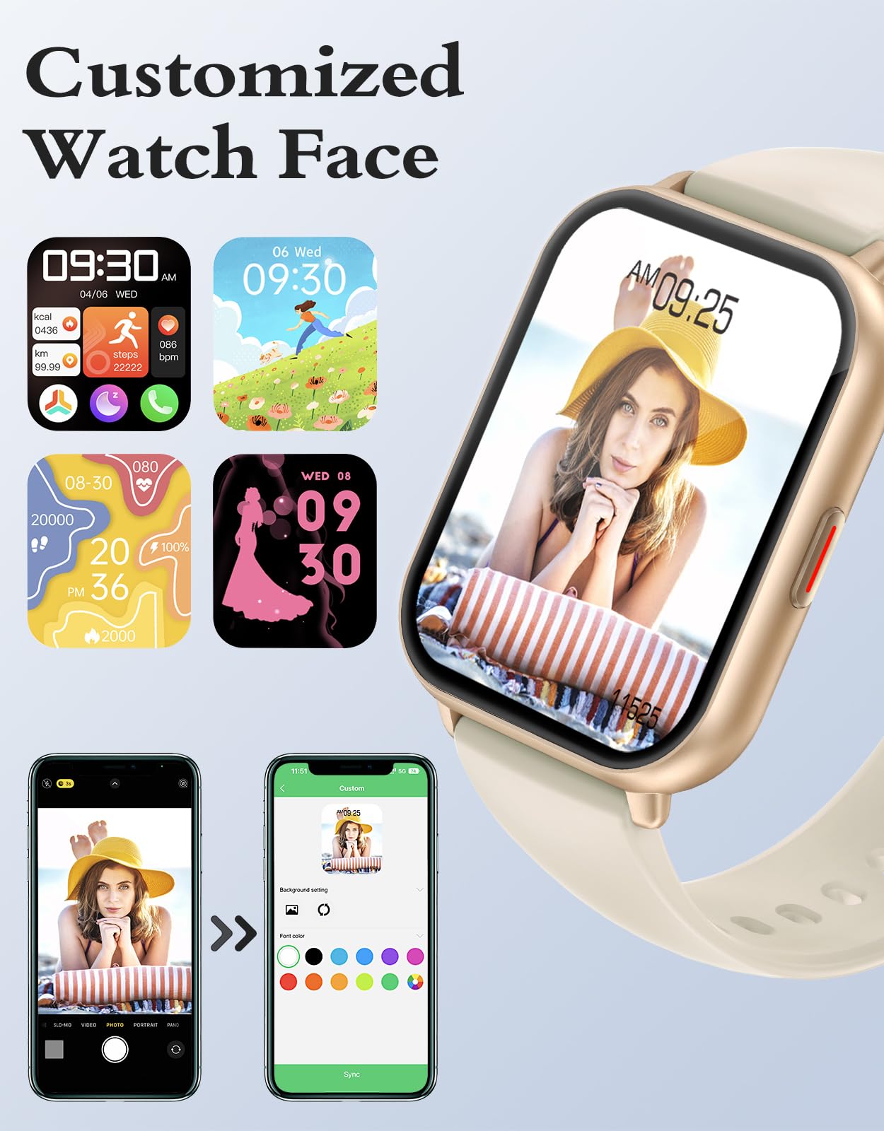 Ruimen Smart Watches For Women Men (Answer/Make Calls), 1.8'' Smartwatch For Ios/Android Phones, Fitness Tracker Heart Rate/Slee