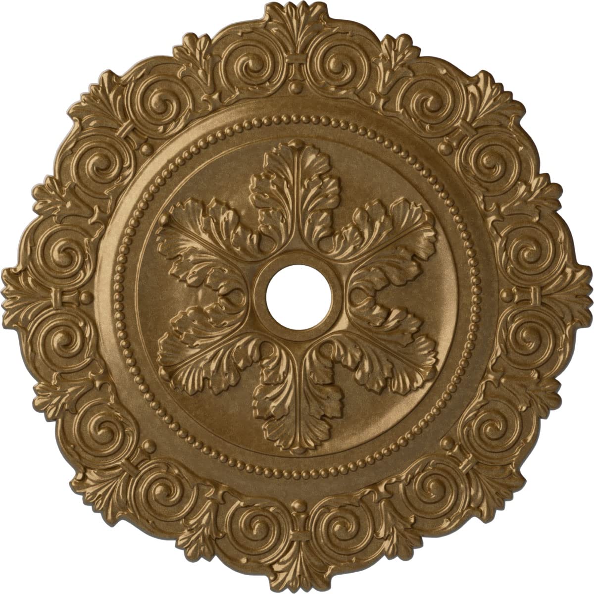 Ekena Millwork Scroll Medallion Ceiling Medallion, Pale Gold