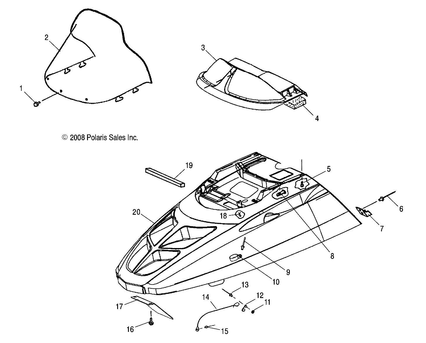 Polaris Snowmobile Hood Cable, Genuine Oem Part 7080764, Qty 1