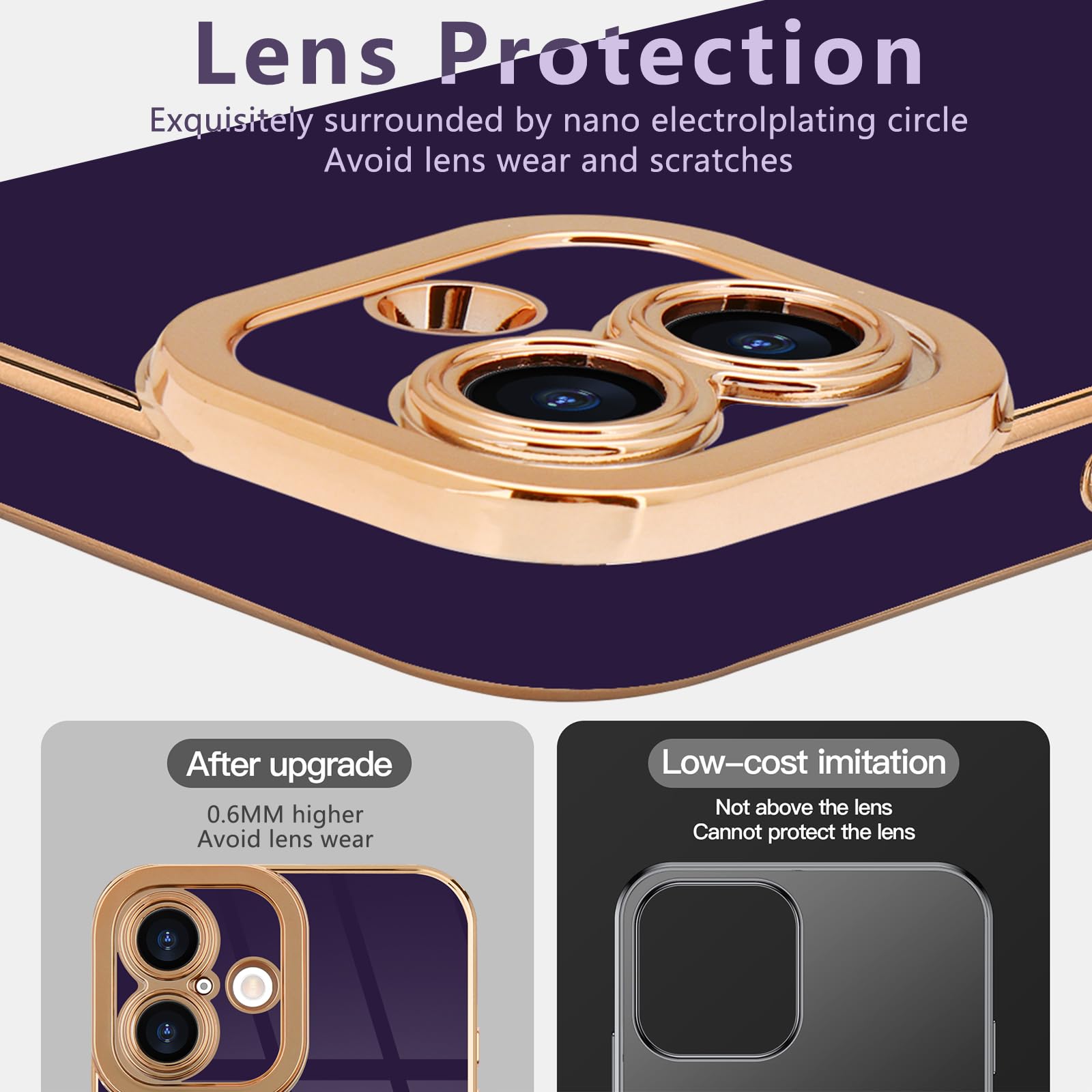 Lafunda Designed For Iphone 16 Plus Case Cute, Luxury Plating Case For Women Girls Gold Edge Soft Tpu Bumper Cover With Camera P