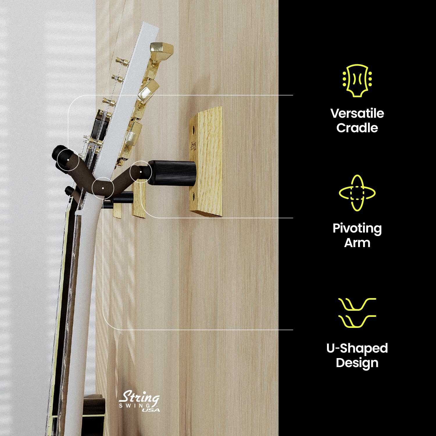 String Swing Cc01Koak Hardwood Home & Studio Guitar Hanger
